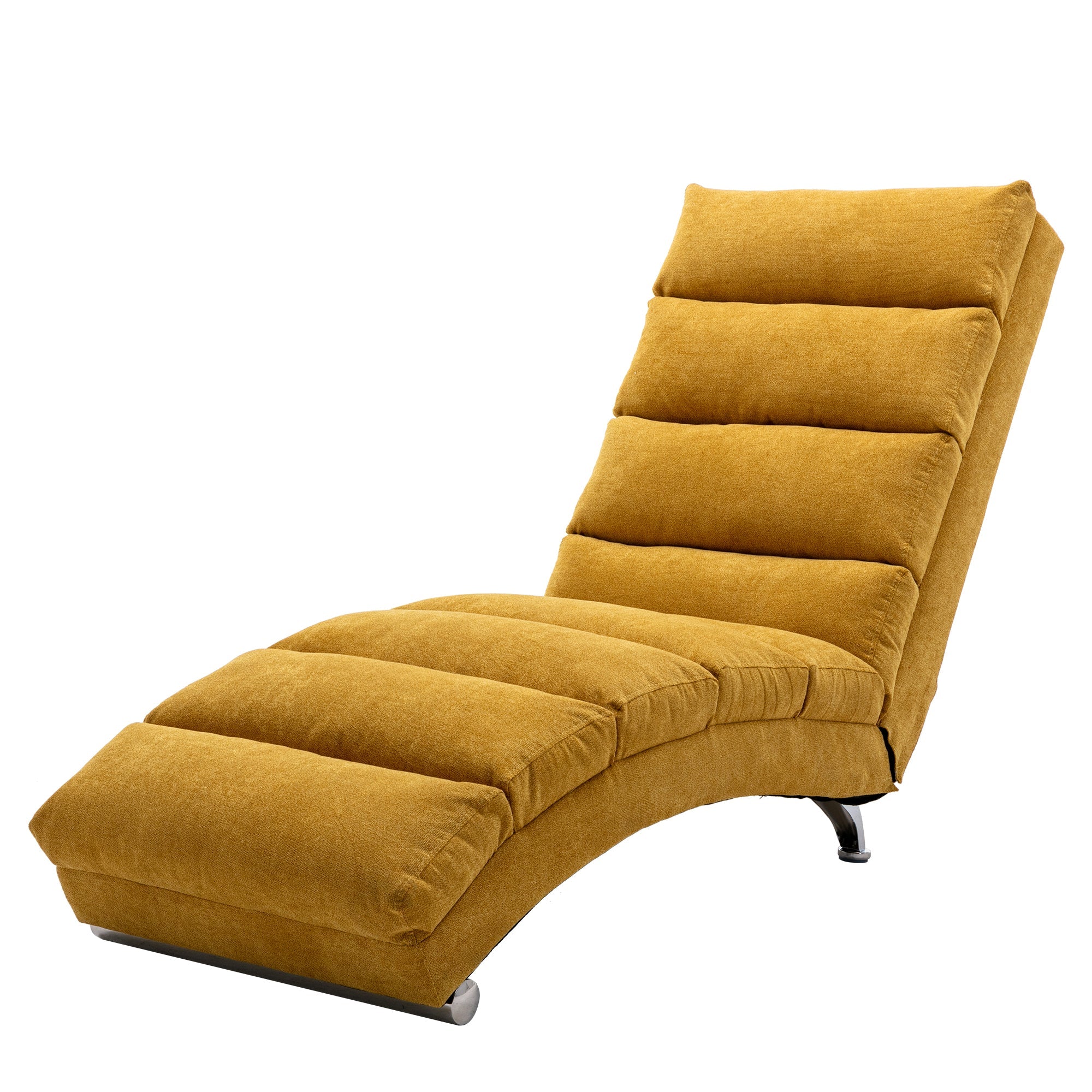 Ergonomic Linen Massage Chaise Lounge with Remote Control, Mustard Color, 5 Modes (W39539621) - Direct Wicker