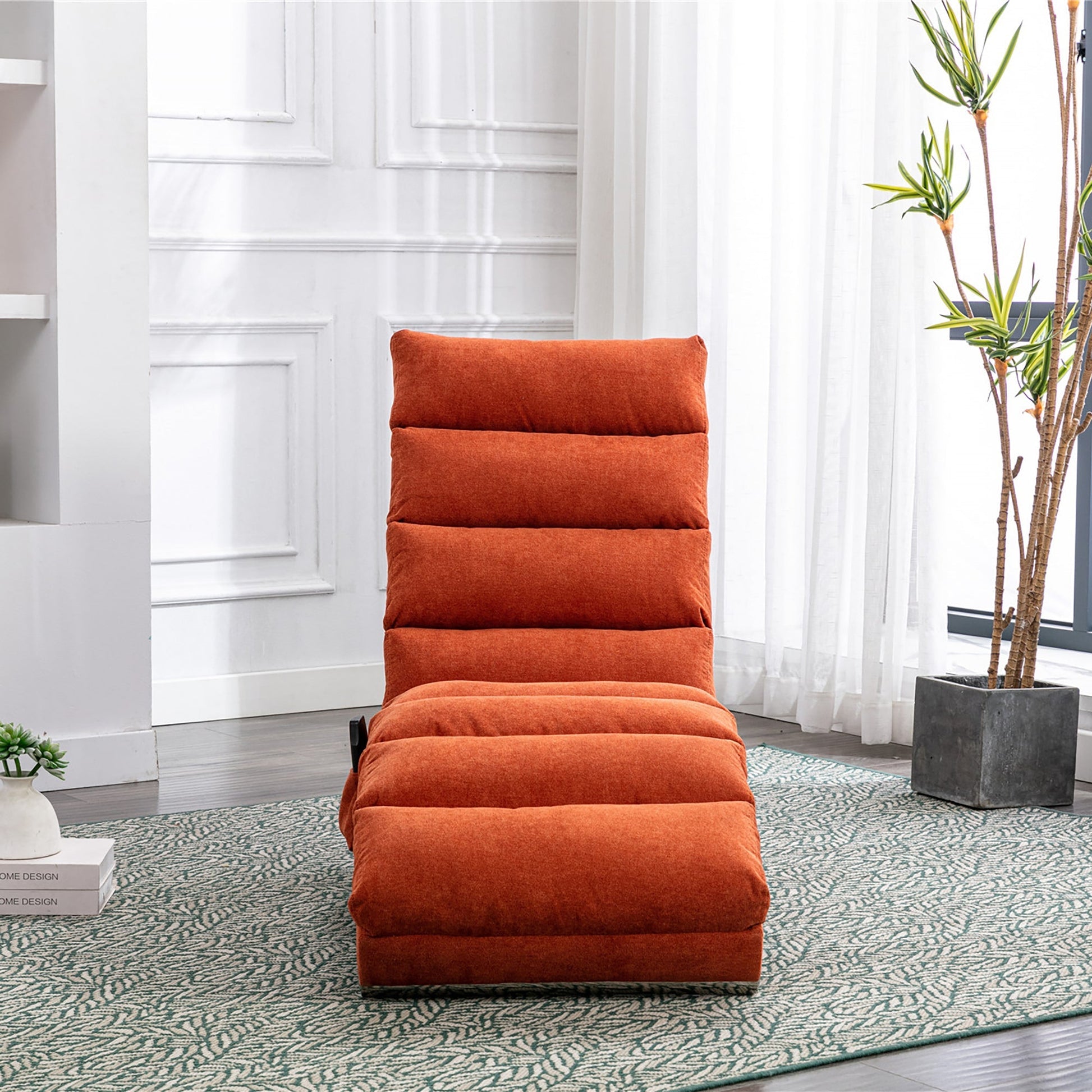 Ergonomic Linen Massage Chaise Lounge with Remote Control, Orange, 5 Modes (W39539622) - Direct Wicker