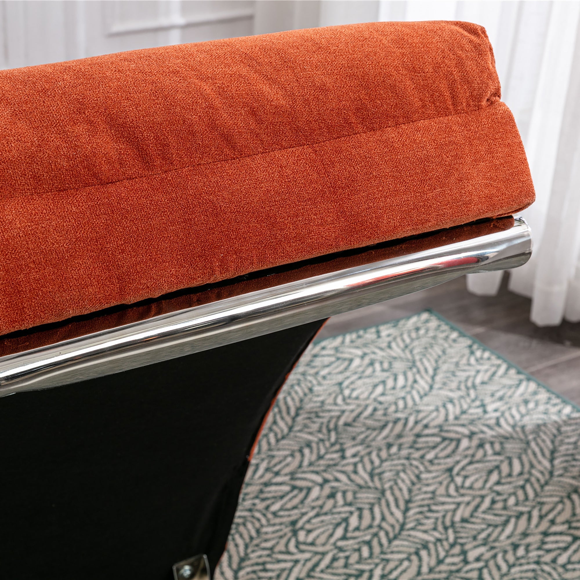 Ergonomic Linen Massage Chaise Lounge with Remote Control, Orange, 5 Modes (W39539622) - Direct Wicker
