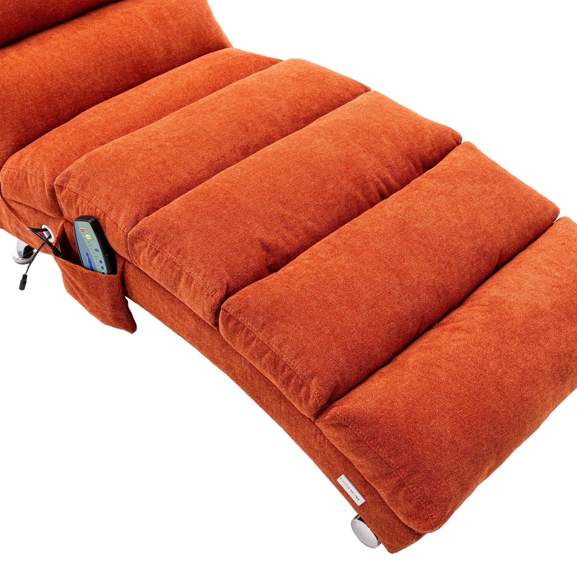 Ergonomic Linen Massage Chaise Lounge with Remote Control, Orange, 5 Modes (W39539622) - Direct Wicker