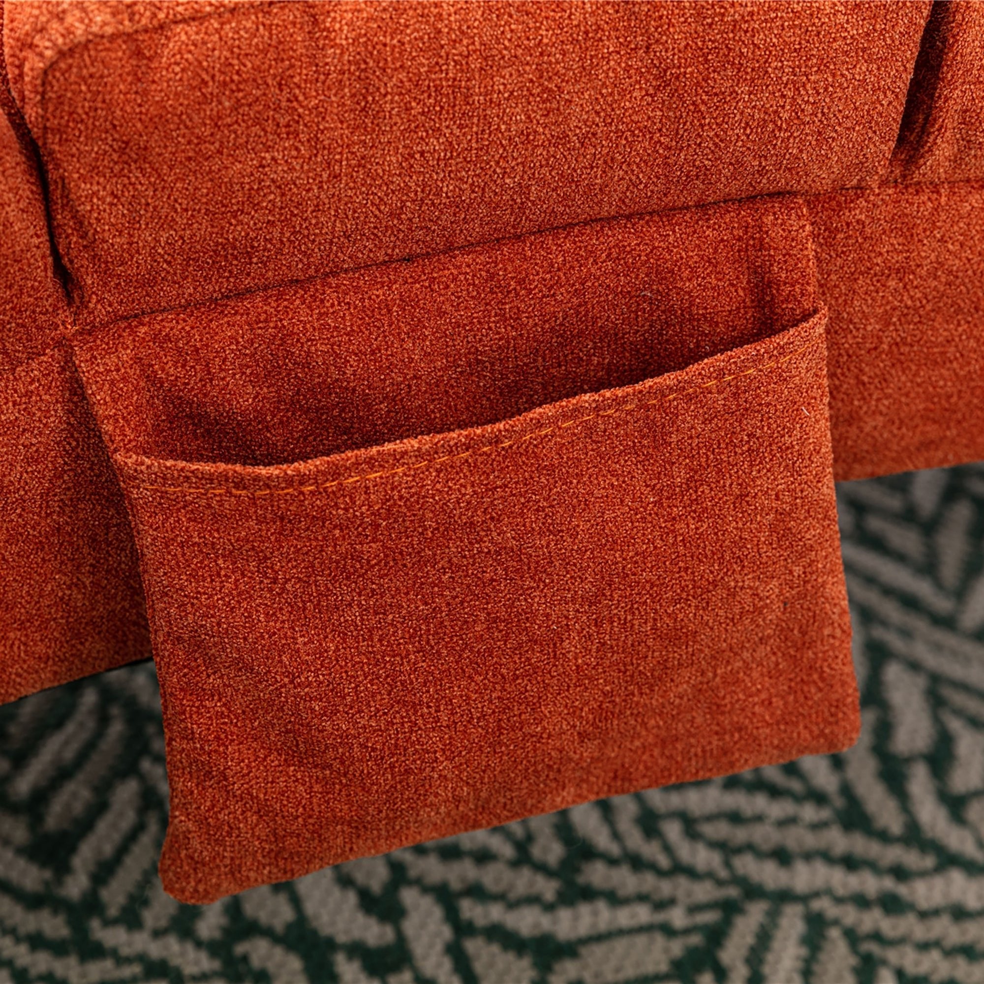 Ergonomic Linen Massage Chaise Lounge with Remote Control, Orange, 5 Modes (W39539622) - Direct Wicker