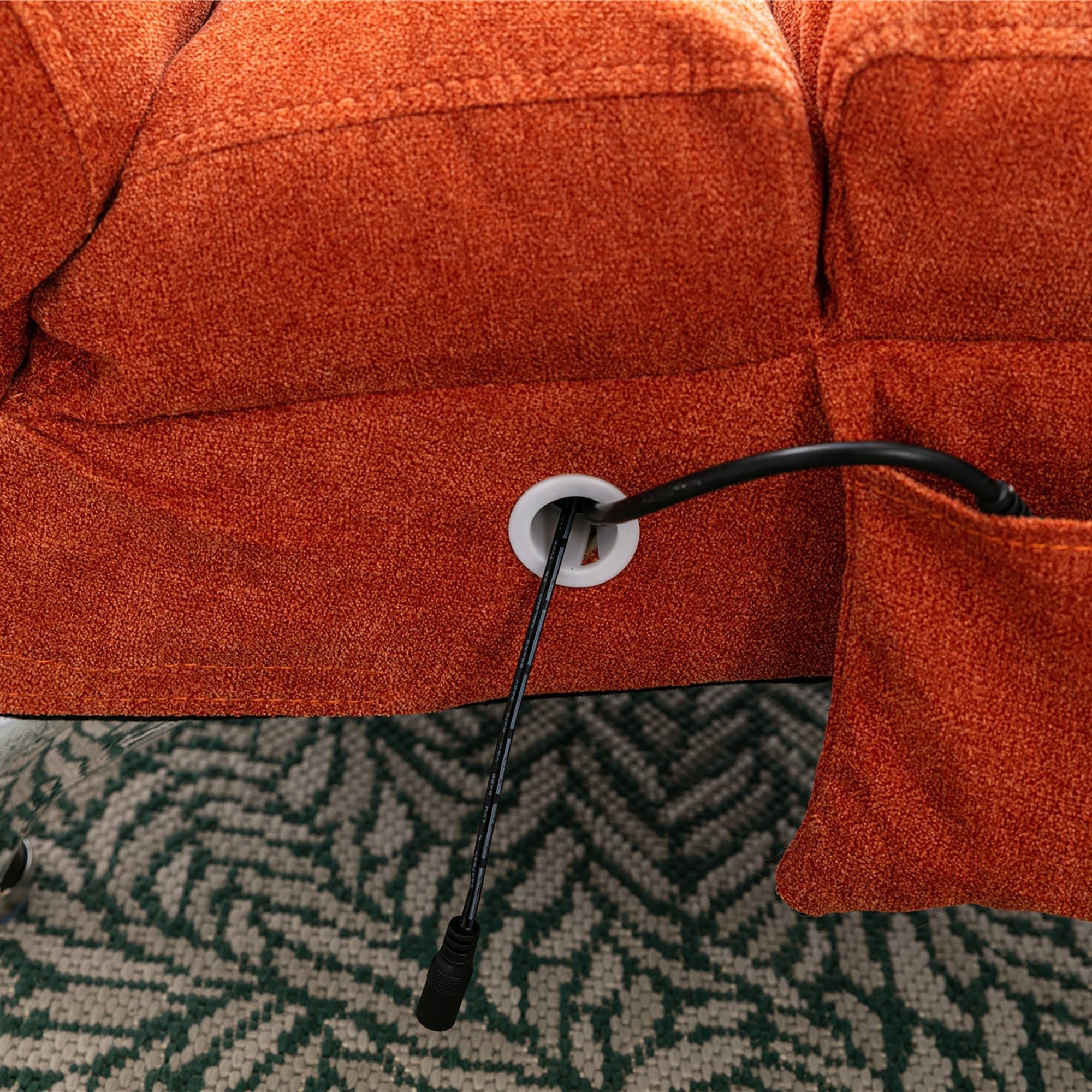 Ergonomic Linen Massage Chaise Lounge with Remote Control, Orange, 5 Modes (W39539622) - Direct Wicker