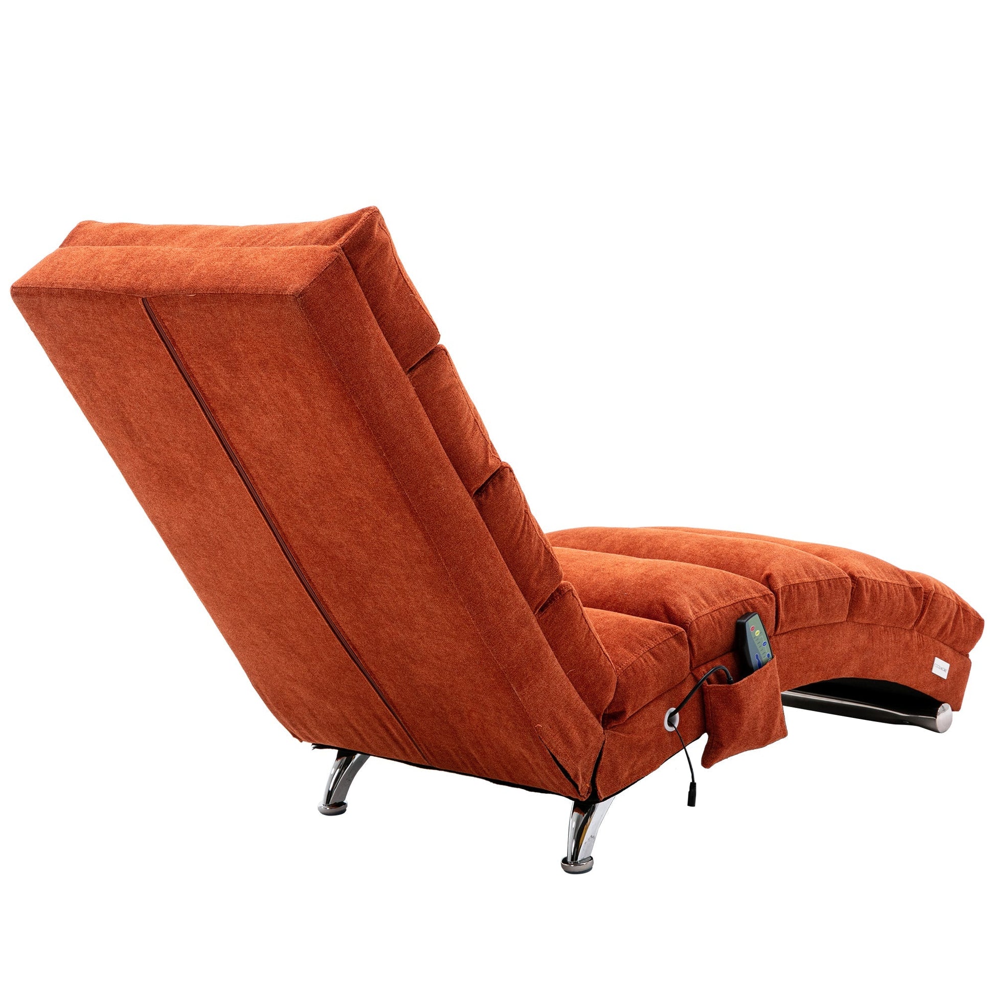 Ergonomic Linen Massage Chaise Lounge with Remote Control, Orange, 5 Modes (W39539622) - Direct Wicker