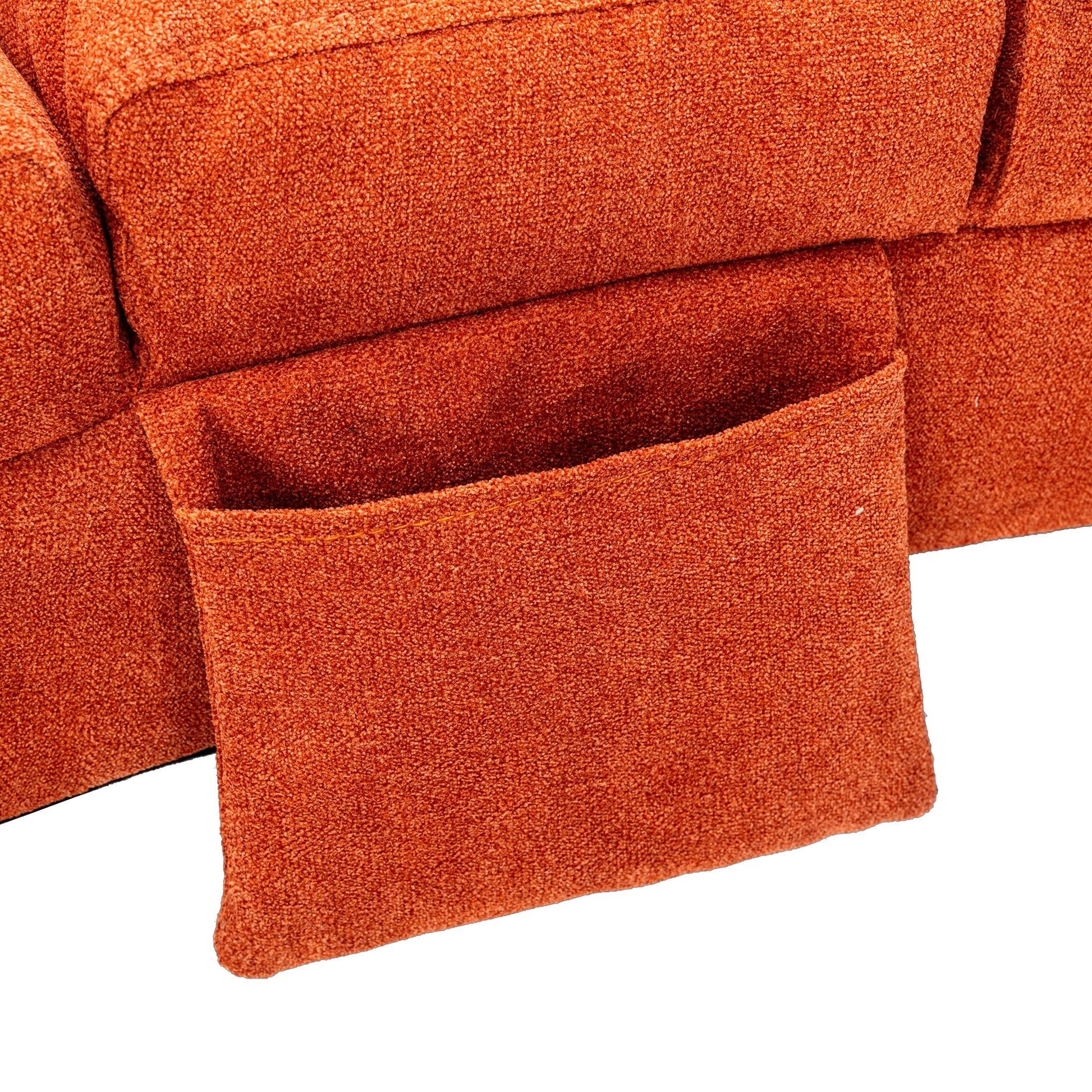 Ergonomic Linen Massage Chaise Lounge with Remote Control, Orange, 5 Modes (W39539622) - Direct Wicker