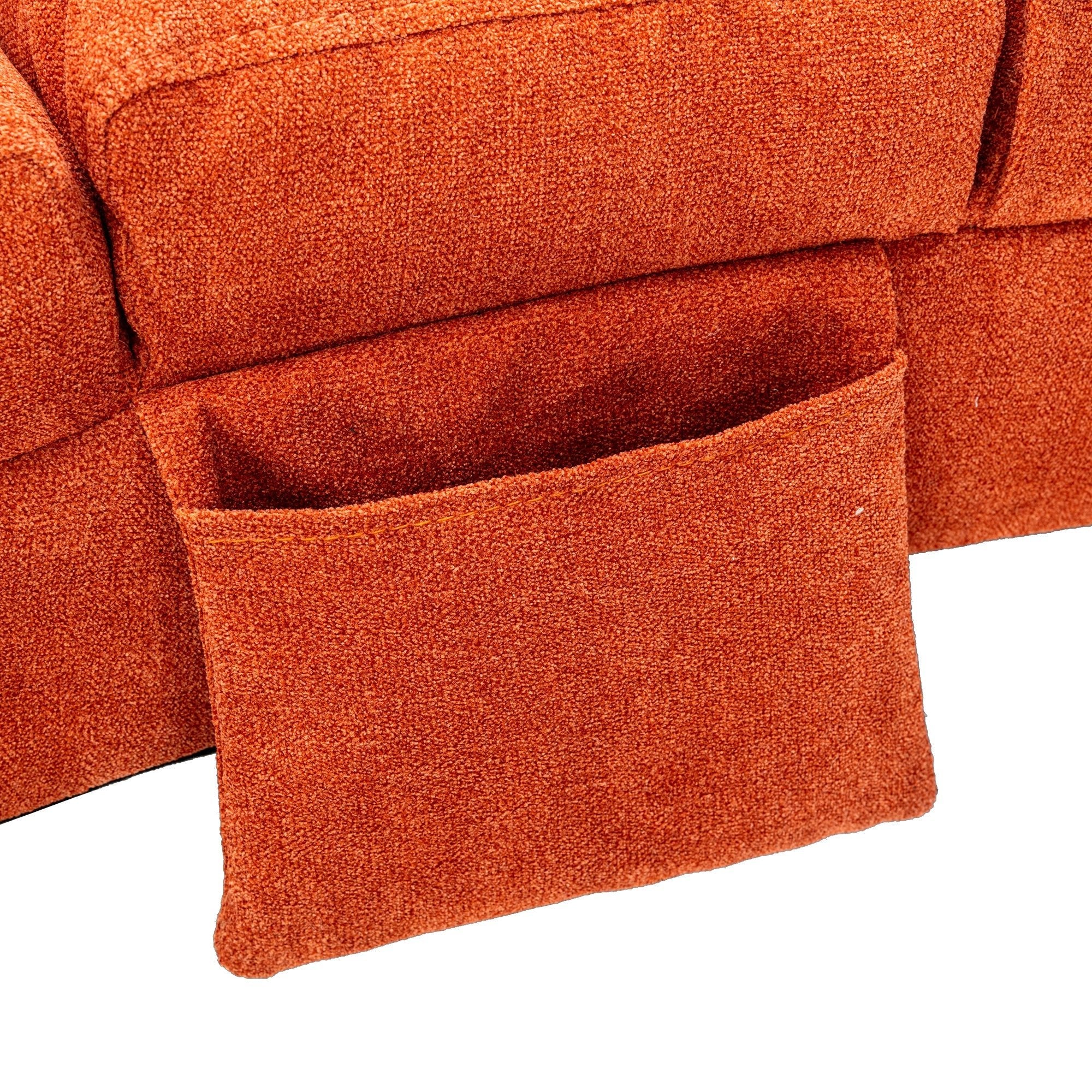 Ergonomic Linen Massage Chaise Lounge with Remote Control, Orange, 5 Modes (W39539622) - Direct Wicker