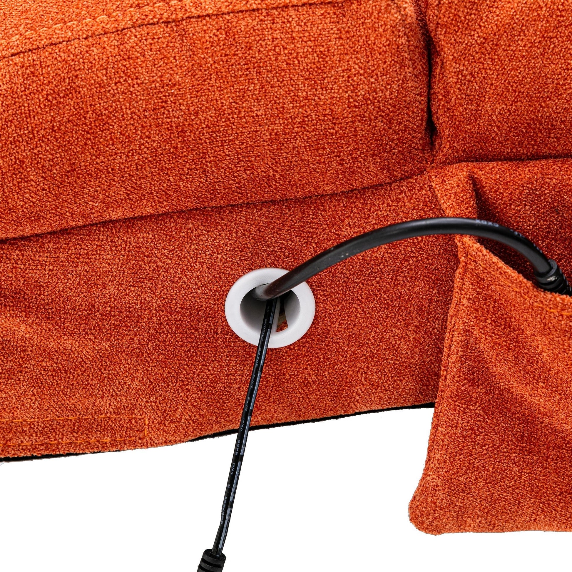 Ergonomic Linen Massage Chaise Lounge with Remote Control, Orange, 5 Modes (W39539622) - Direct Wicker