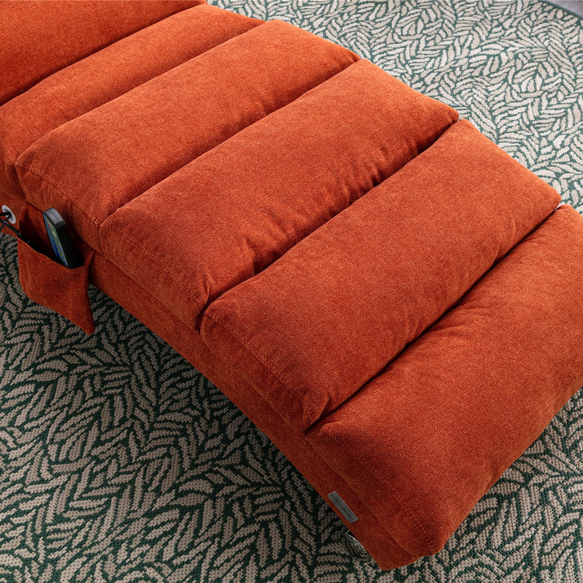 Ergonomic Linen Massage Chaise Lounge with Remote Control, Orange, 5 Modes (W39539622) - Direct Wicker
