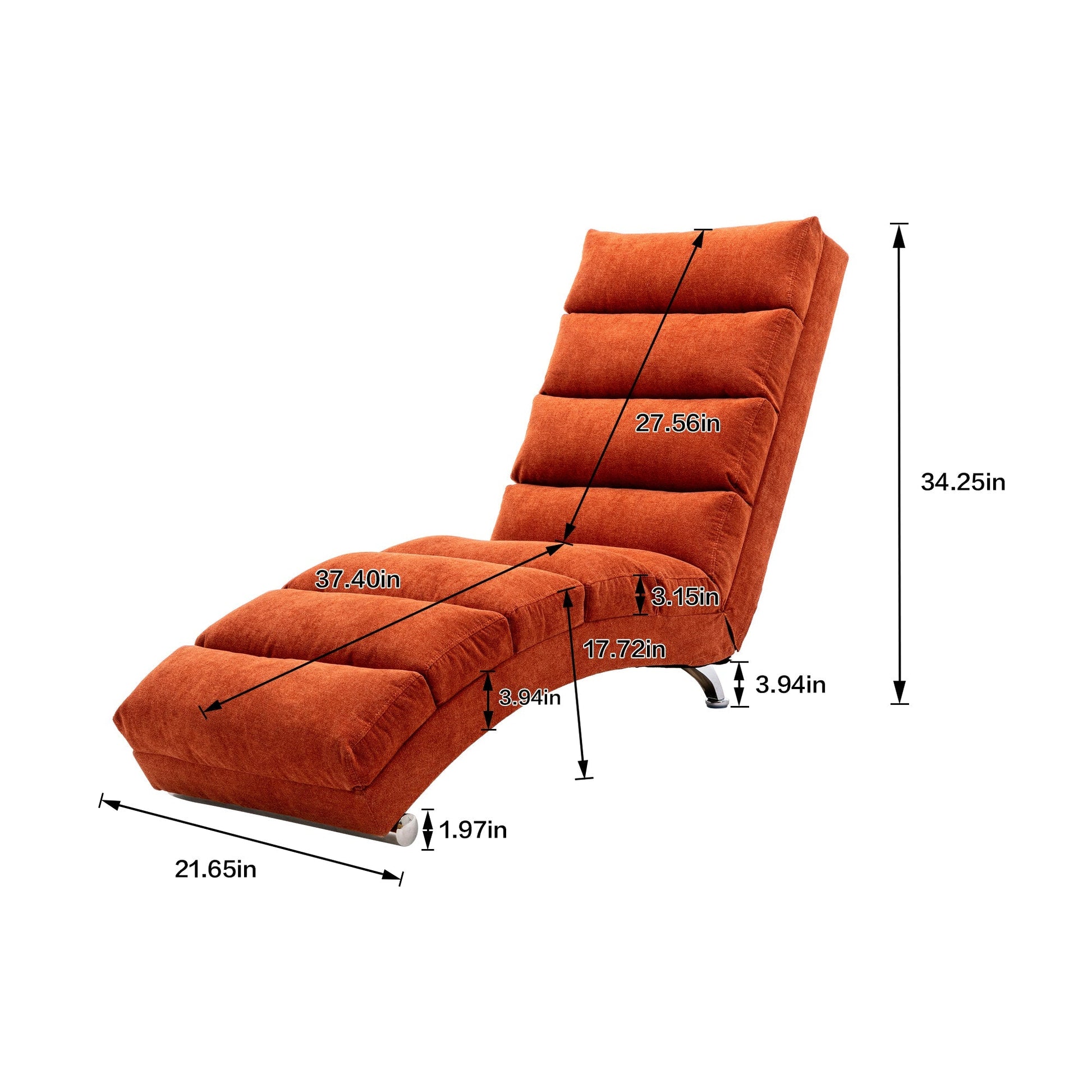 Ergonomic Linen Massage Chaise Lounge with Remote Control, Orange, 5 Modes (W39539622) - Direct Wicker