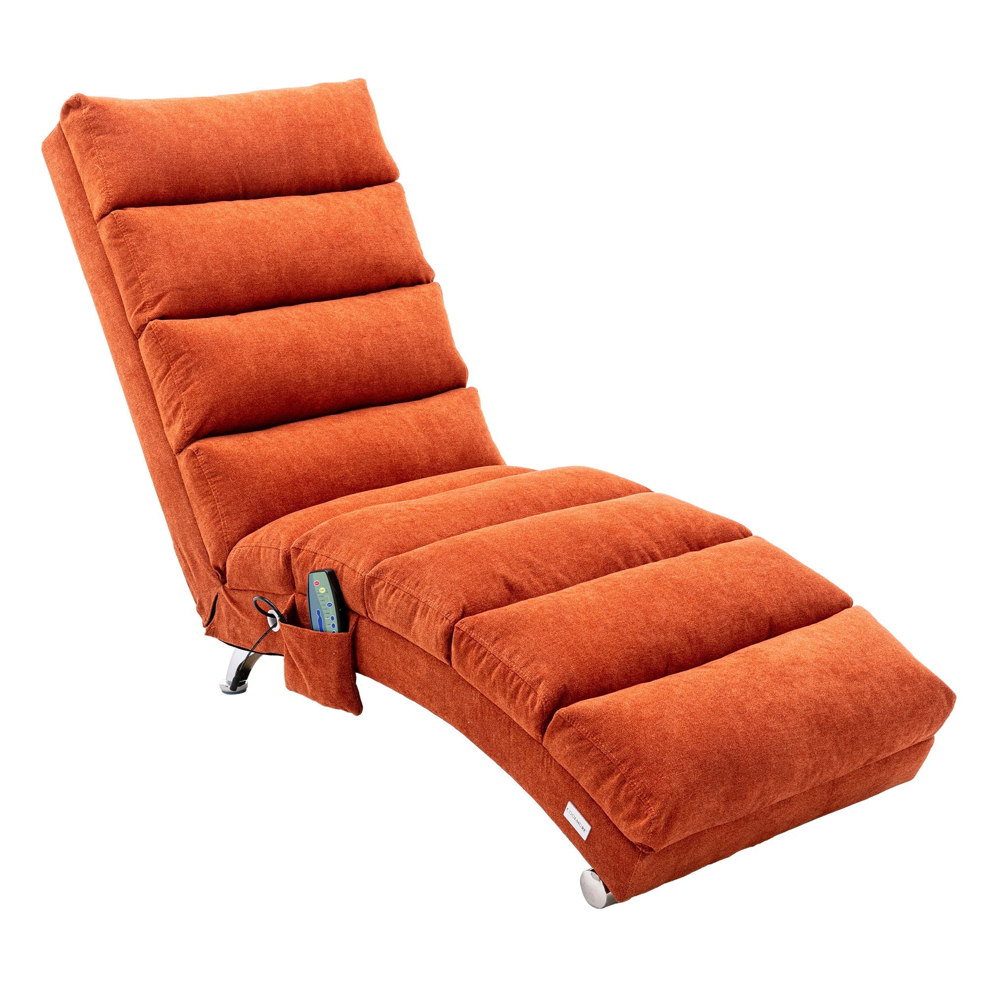 Ergonomic Linen Massage Chaise Lounge with Remote Control, Orange, 5 Modes (W39539622) - Direct Wicker