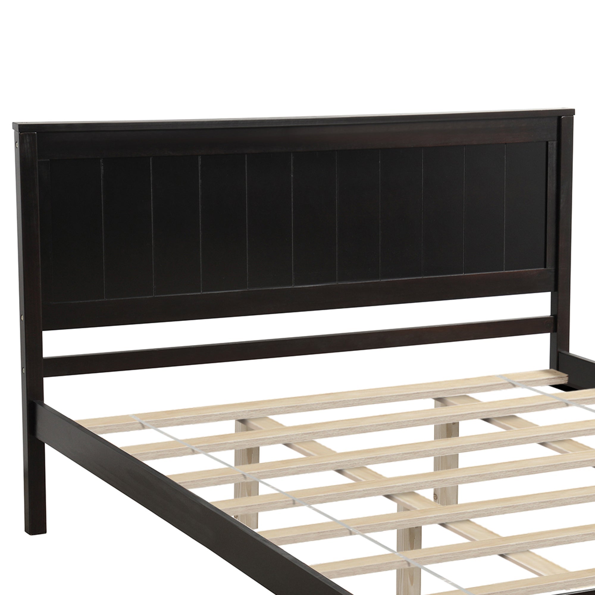Espresso Platform Bed Frame with Headboard, Wood Slat Support (WF212813AAP) - Direct Wicker