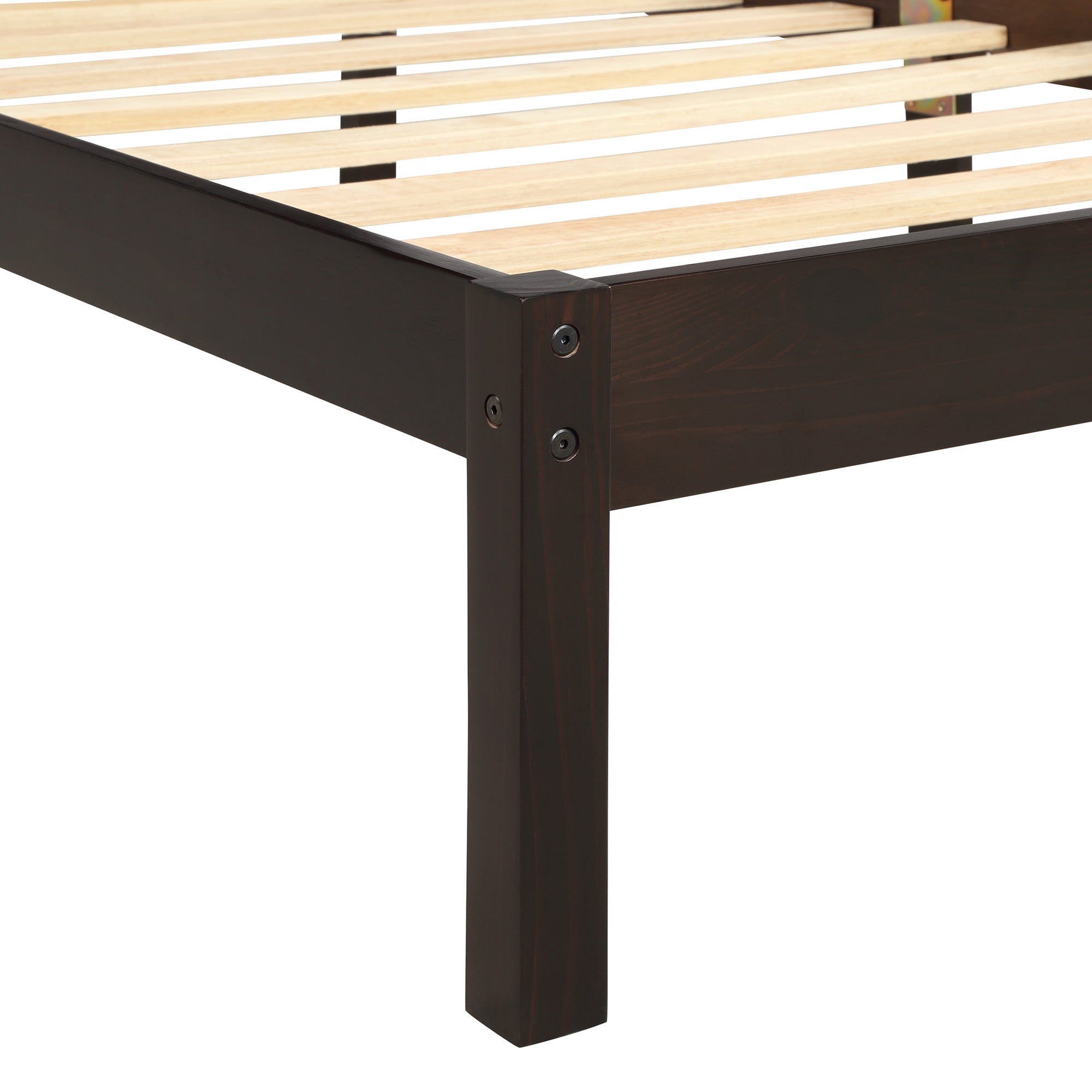 Espresso Platform Bed Frame with Headboard, Wood Slat Support (WF212813AAP) - Direct Wicker