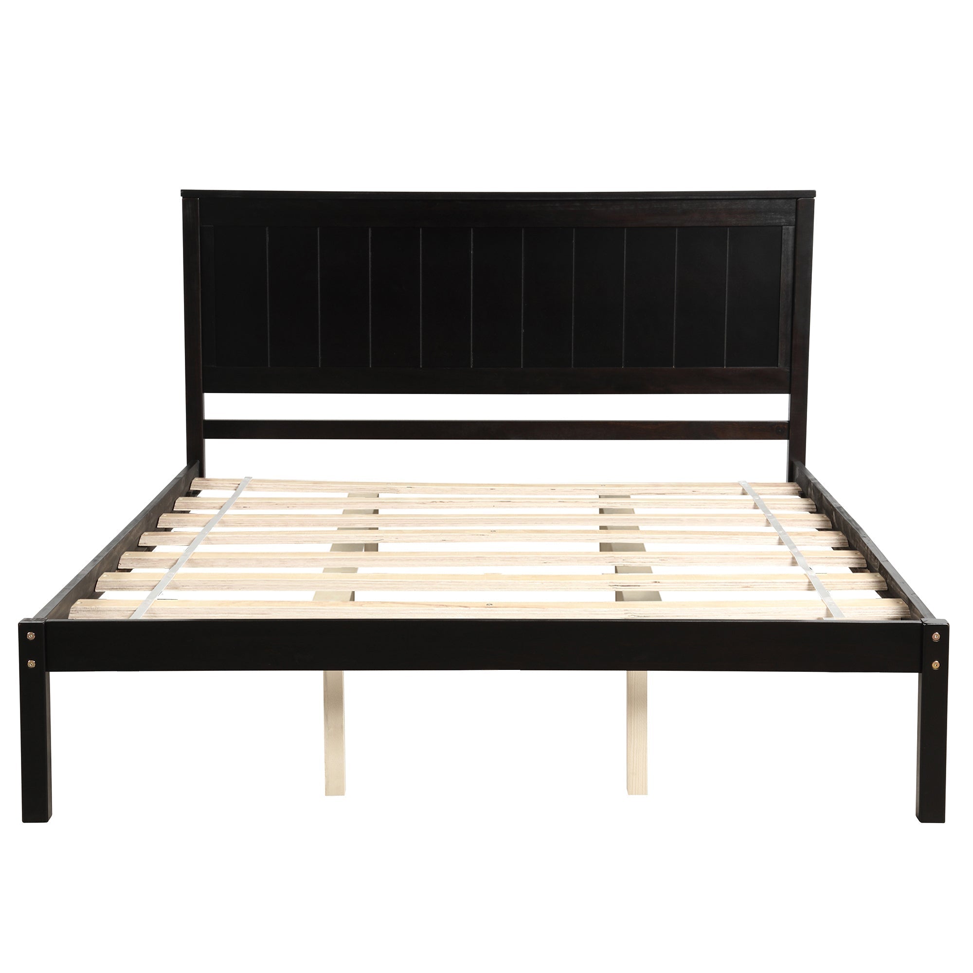 Espresso Platform Bed Frame with Headboard, Wood Slat Support (WF212813AAP) - Direct Wicker