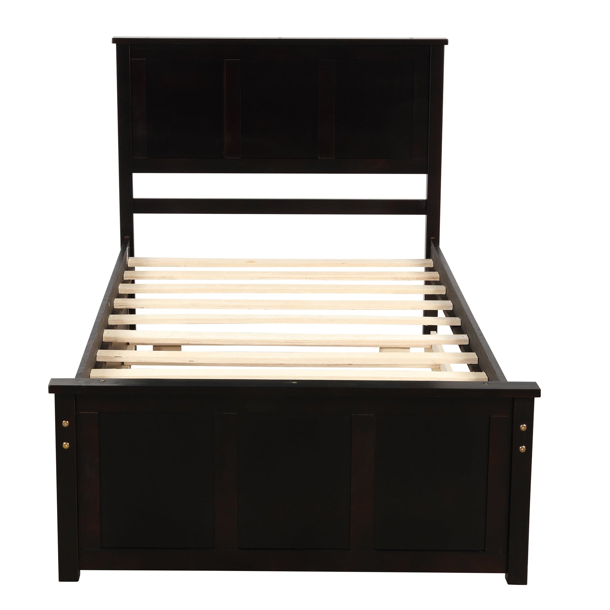 Espresso Platform Storage Bed with 2 Wheel - Base Drawers, Twin Size Frame (WF194472AAP) - Direct Wicker
