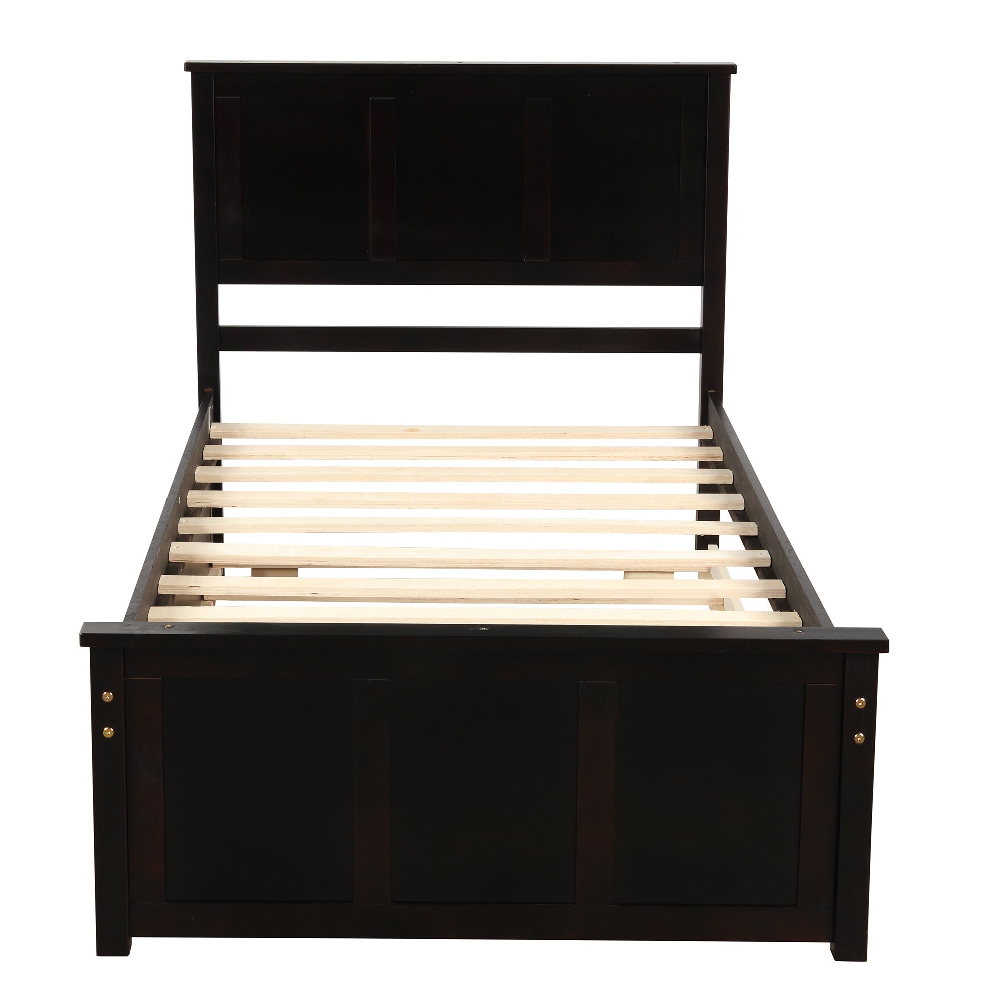 Espresso Platform Storage Bed with 2 Wheel - Base Drawers, Twin Size Frame (WF194472AAP) - Direct Wicker