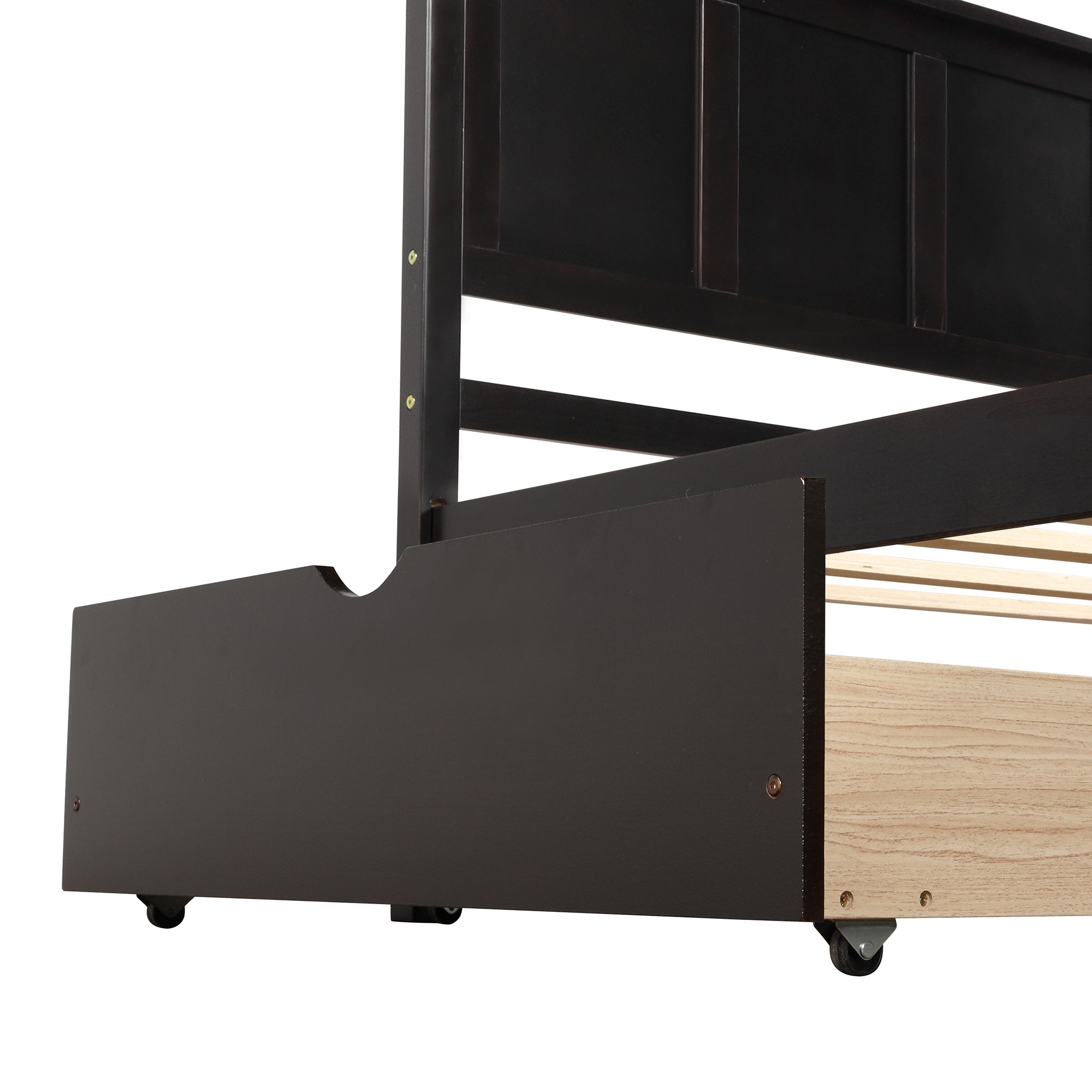 Espresso Platform Storage Bed with 2 Wheel - Base Drawers, Twin Size Frame (WF194472AAP) - Direct Wicker