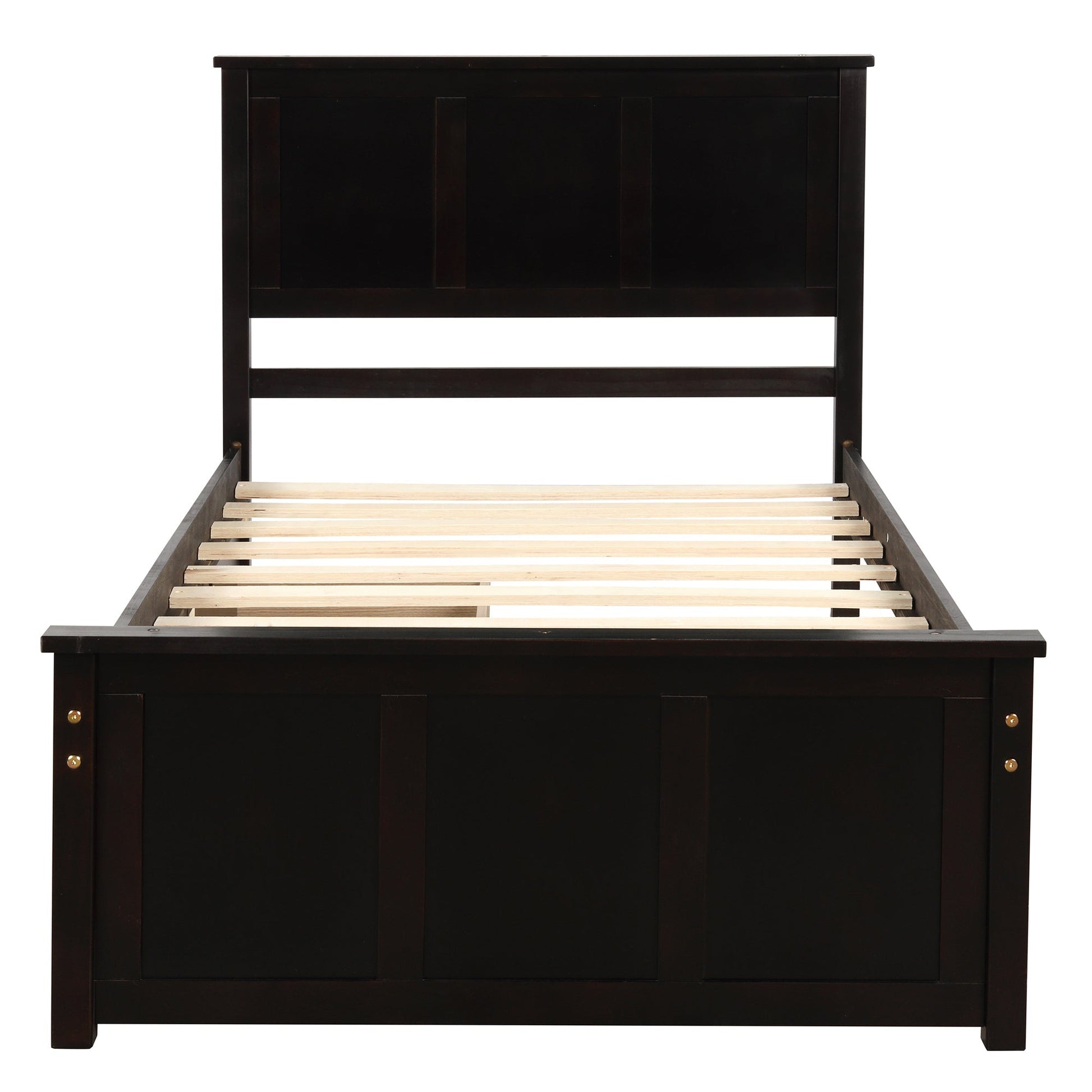 Espresso Platform Storage Bed with 2 Wheel - Base Drawers, Twin Size Frame (WF194472AAP) - Direct Wicker