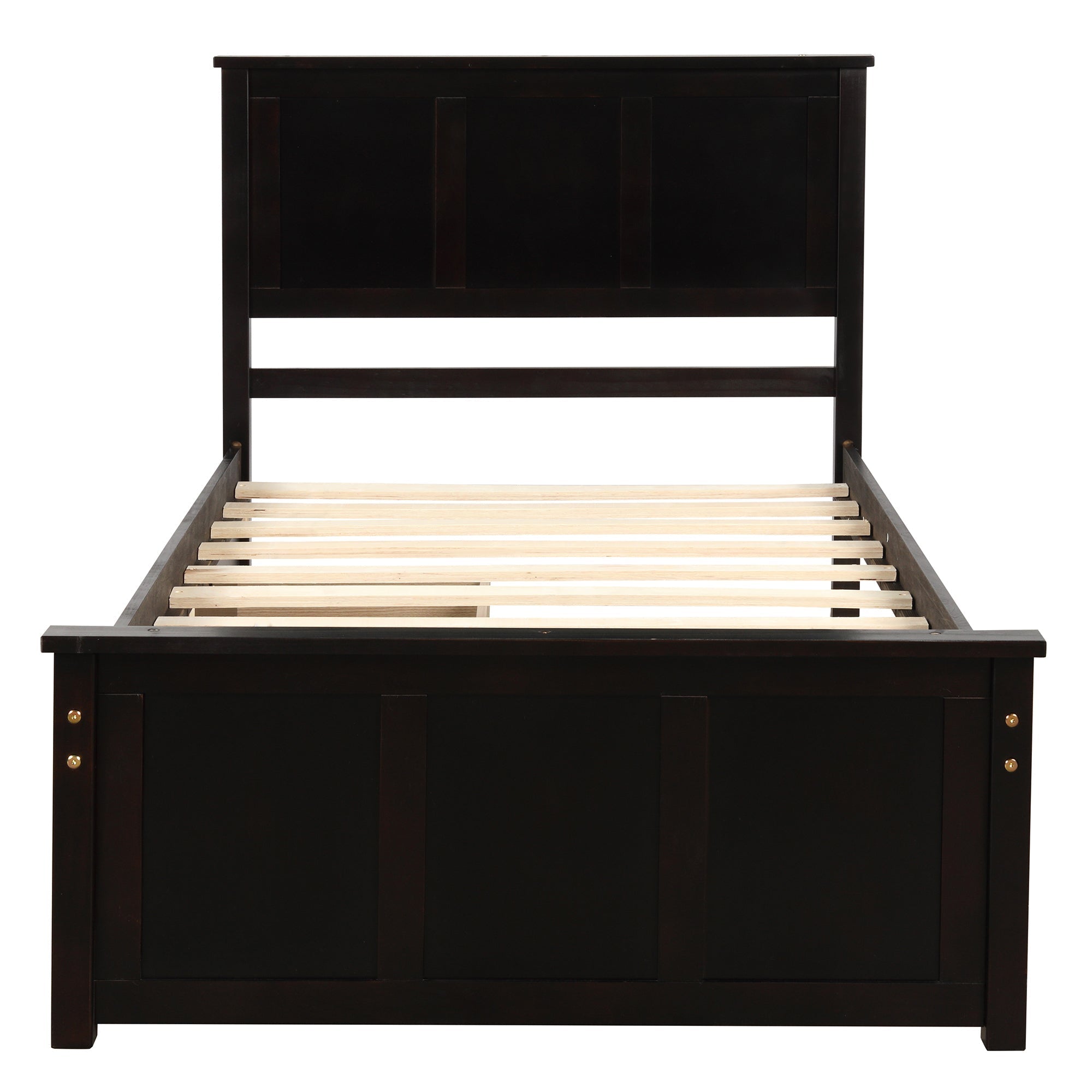 Espresso Platform Storage Bed with 2 Wheel - Base Drawers, Twin Size Frame (WF194472AAP) - Direct Wicker