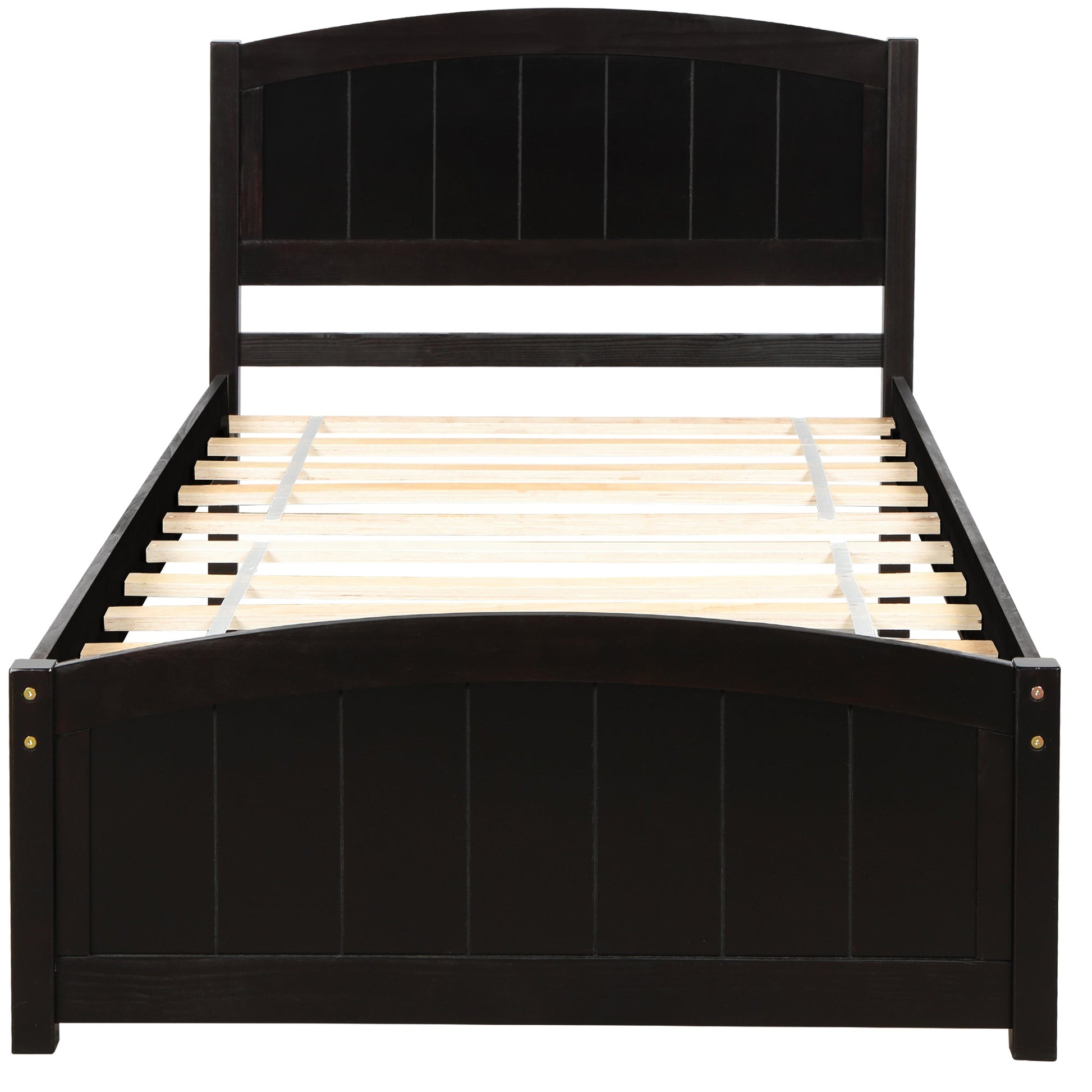 Espresso Wood Platform Bed with Headboard, Footboard and Wood Slat Support (WF190781AAP) - Direct Wicker
