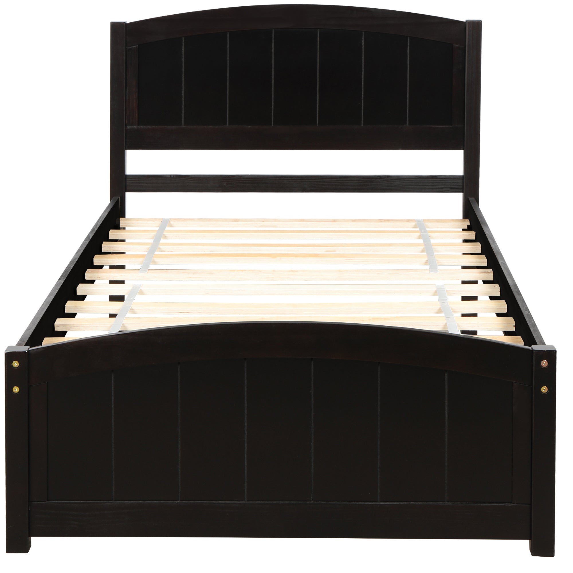 Espresso Wood Platform Bed with Headboard, Footboard and Wood Slat Support (WF190781AAP) - Direct Wicker