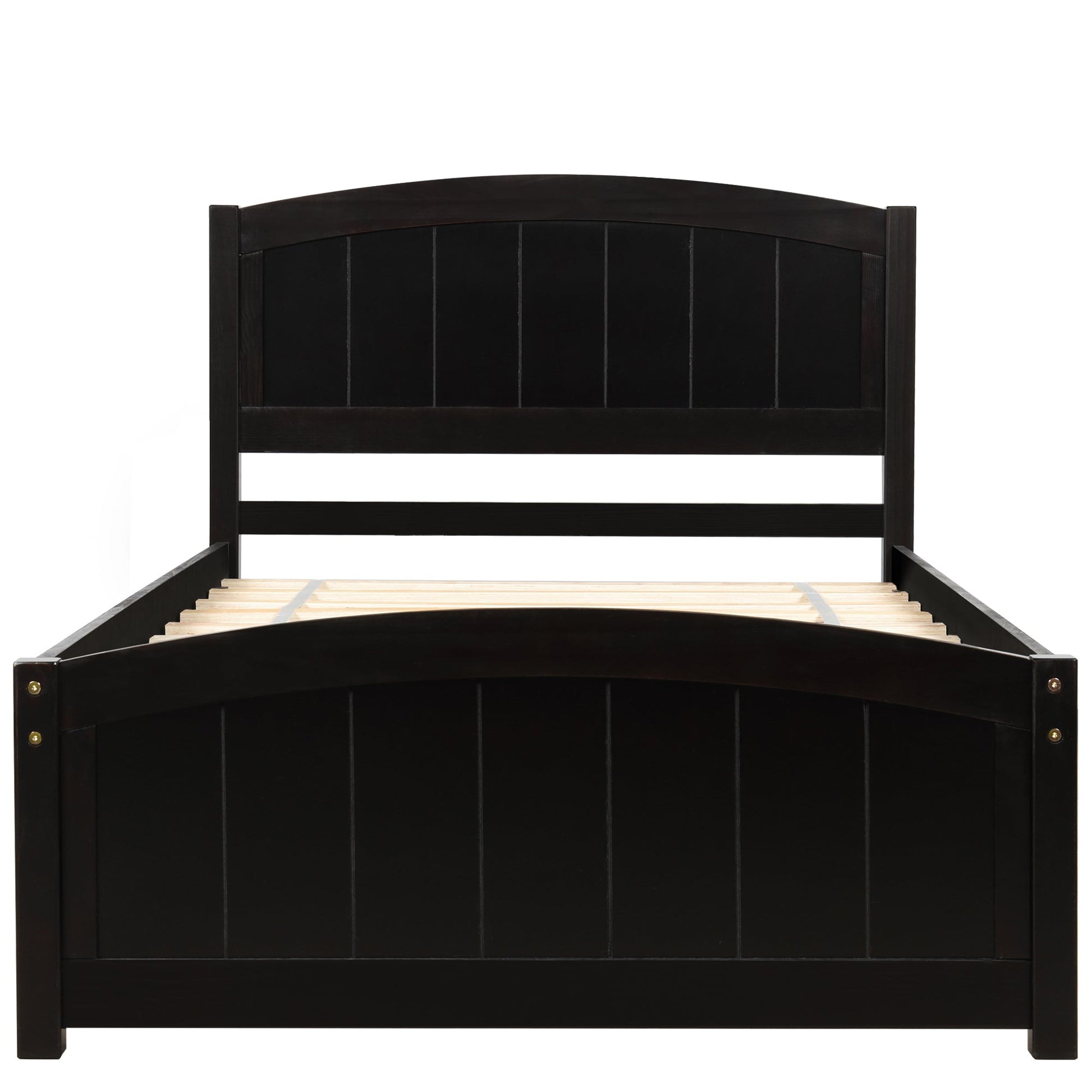 Espresso Wood Platform Bed with Headboard, Footboard and Wood Slat Support (WF190781AAP) - Direct Wicker