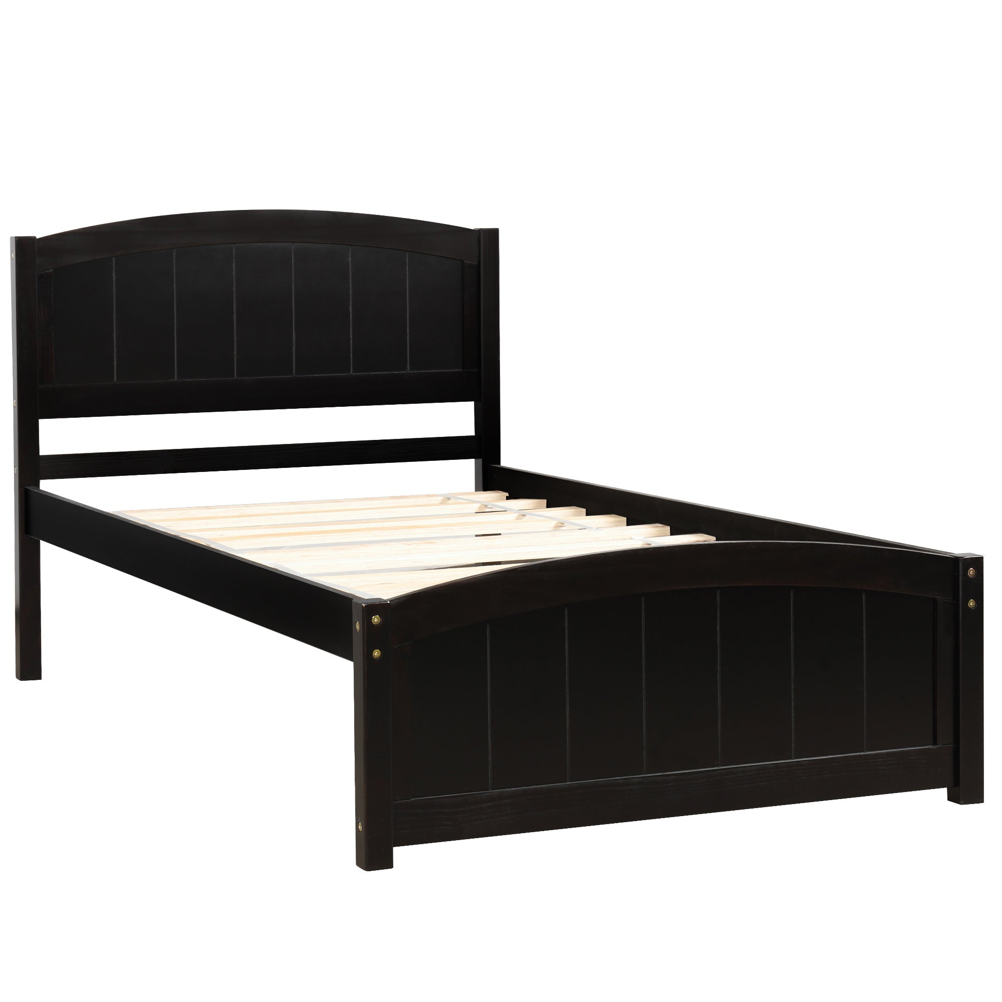 Espresso Wood Platform Bed with Headboard, Footboard and Wood Slat Support (WF190781AAP) - Direct Wicker