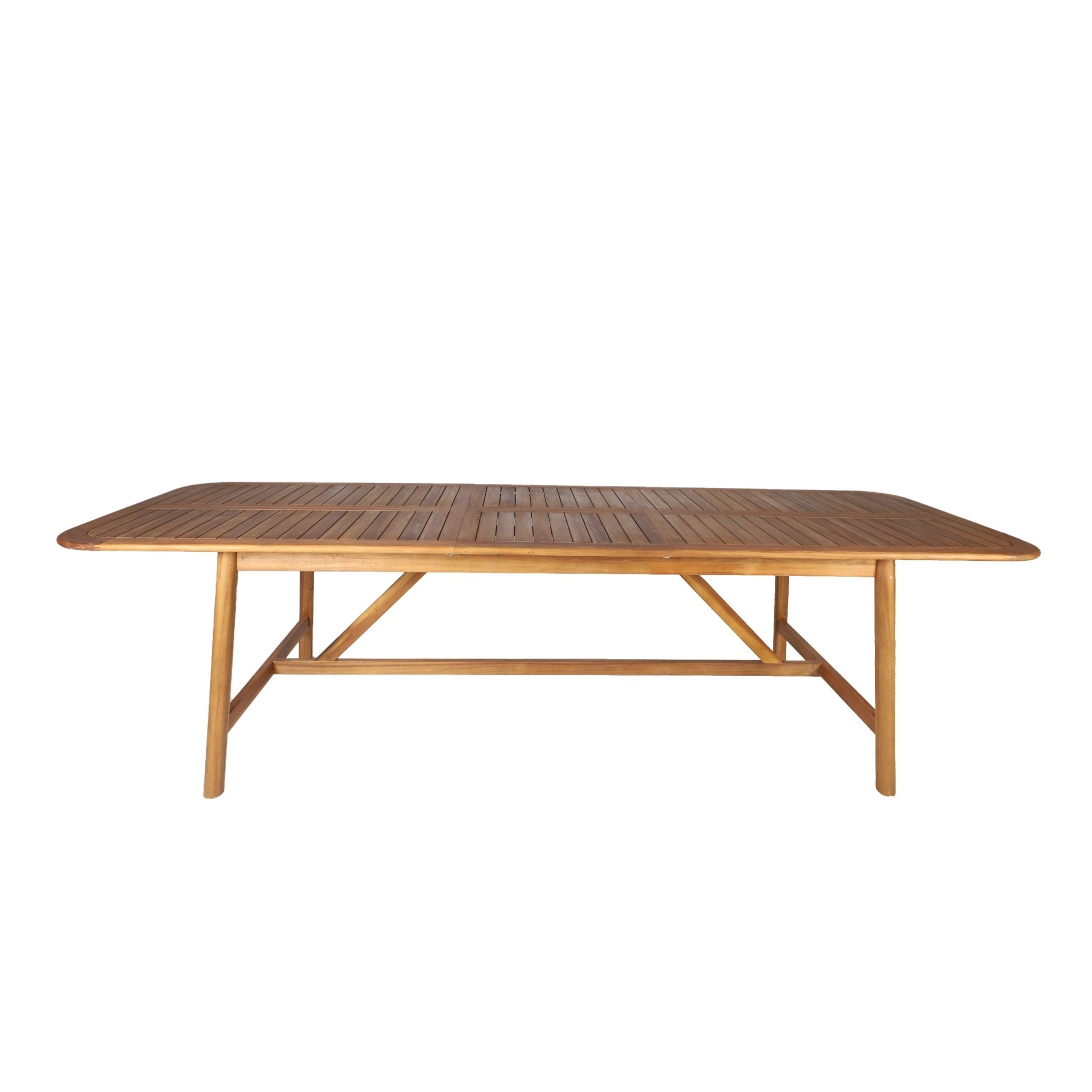 Expandable Solid Wood Dining Table – 86”–109” Rustic Outdoor Table - Direct Wicker