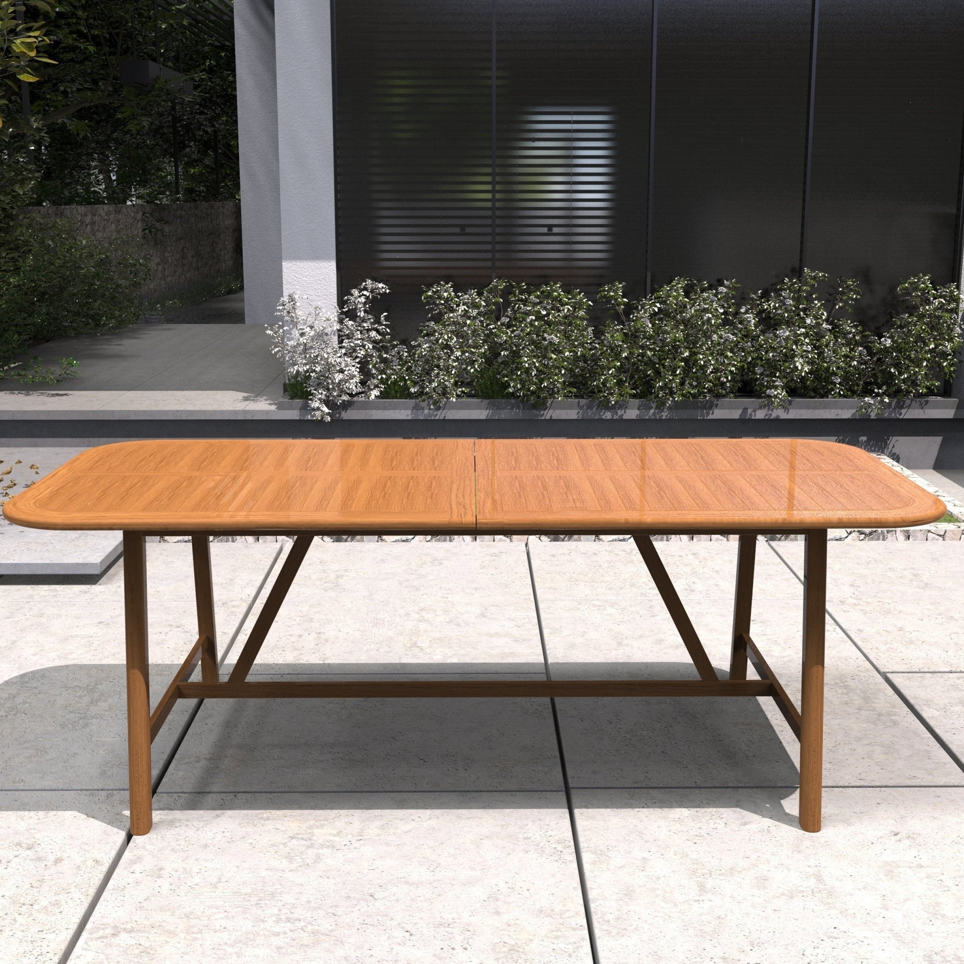 Expandable Solid Wood Dining Table – 86”–109” Rustic Outdoor Table - Direct Wicker