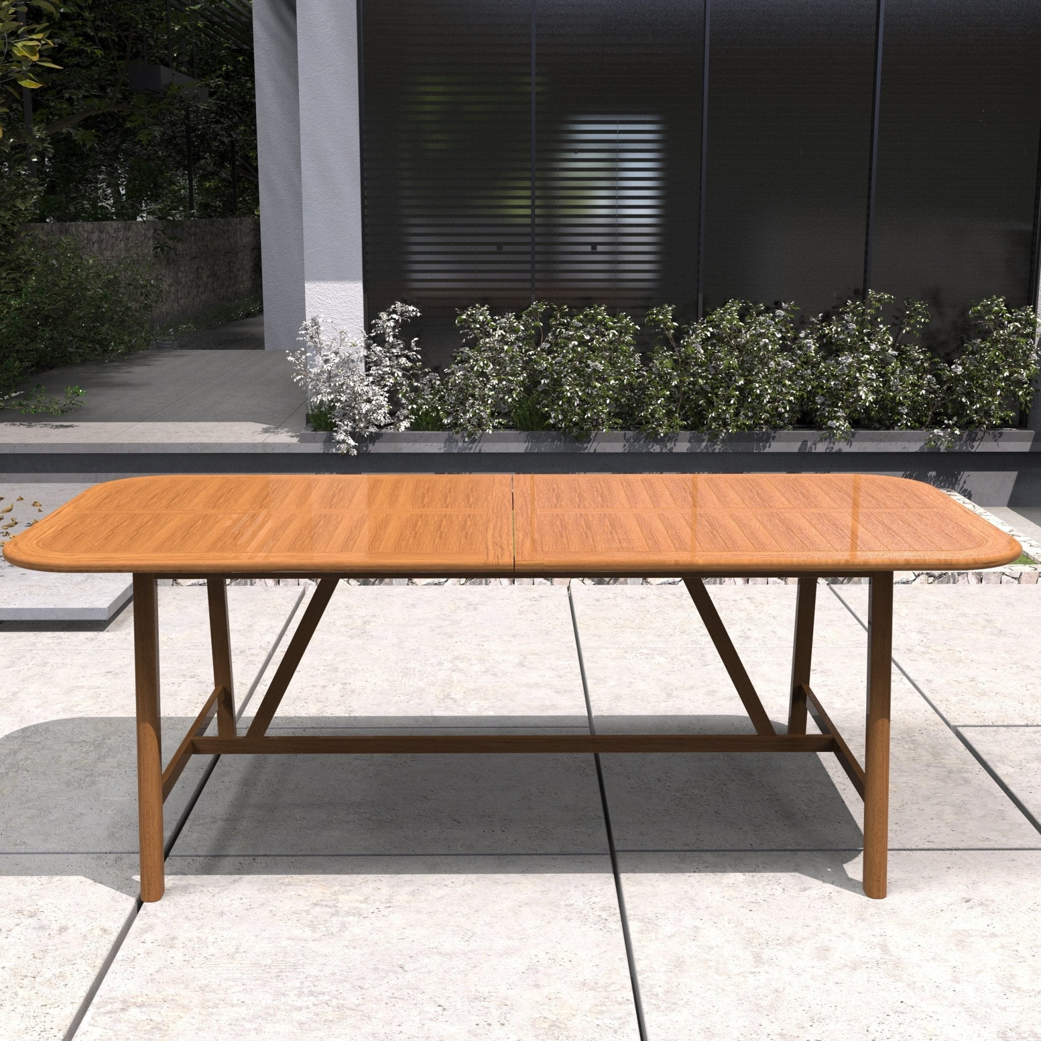 Expandable Solid Wood Dining Table – 86”–109” Rustic Outdoor Table - Direct Wicker