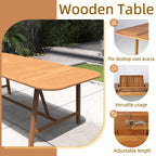 Expandable Solid Wood Dining Table – 86”–109” Rustic Outdoor Table - Direct Wicker