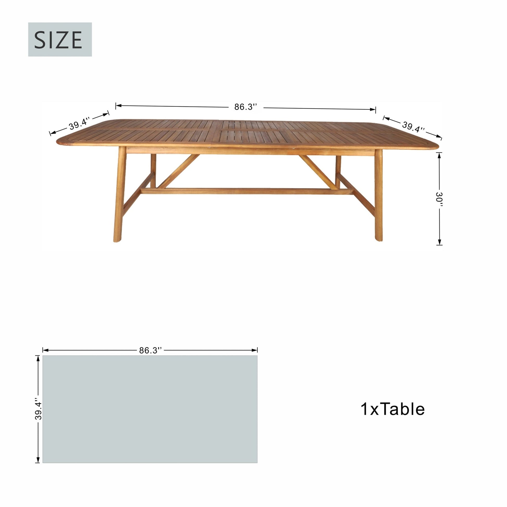 Expandable Solid Wood Dining Table – 86”–109” Rustic Outdoor Table - Direct Wicker