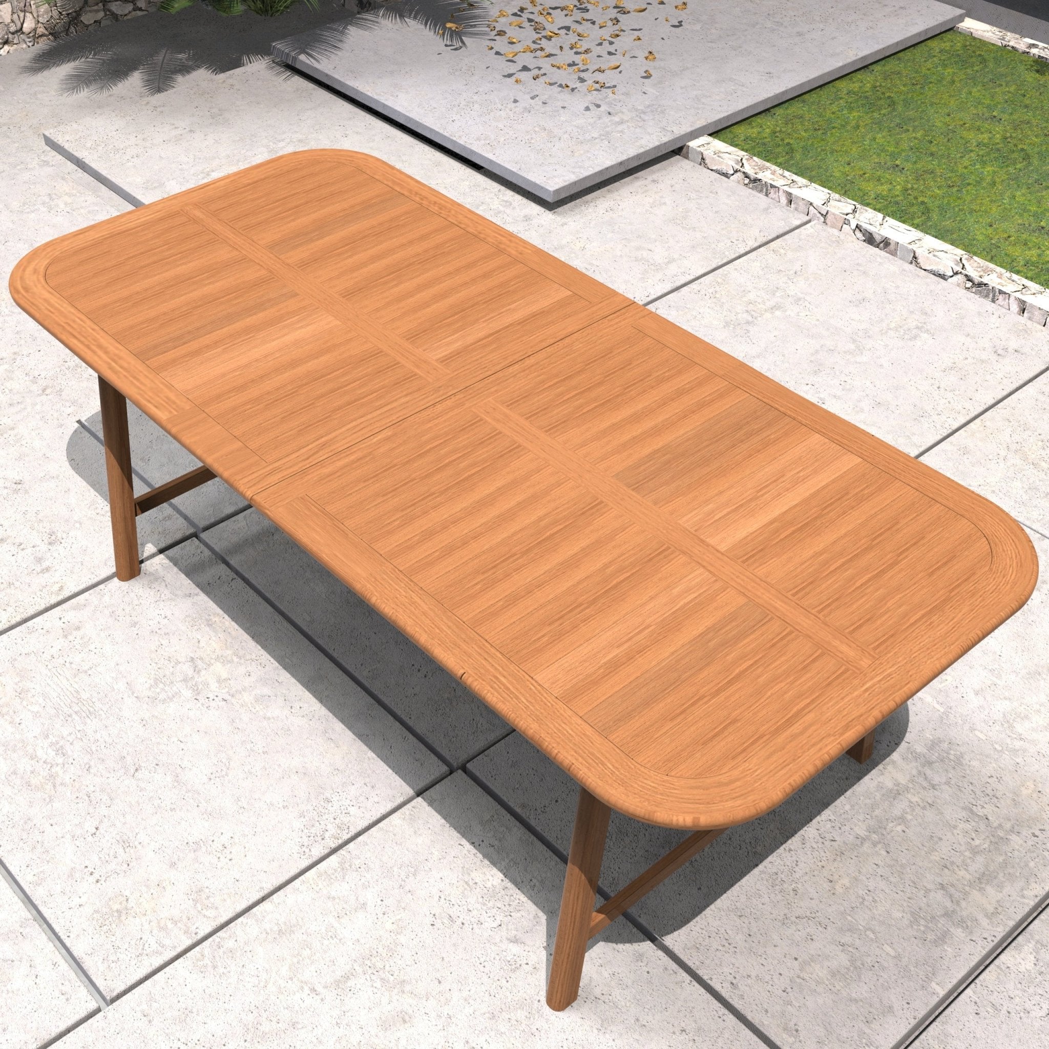 Expandable Solid Wood Dining Table – 86”–109” Rustic Outdoor Table - Direct Wicker