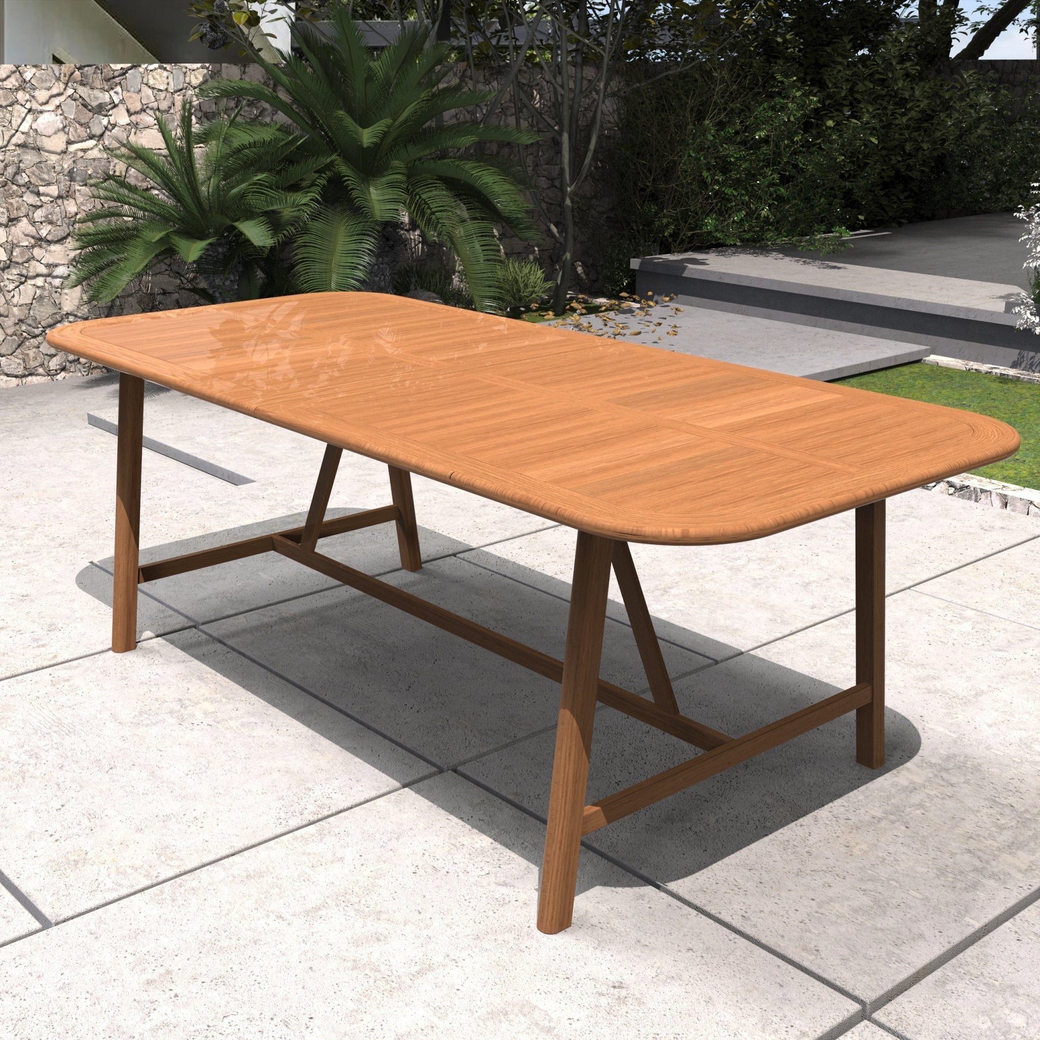 Expandable Solid Wood Dining Table – 86”–109” Rustic Outdoor Table - Direct Wicker