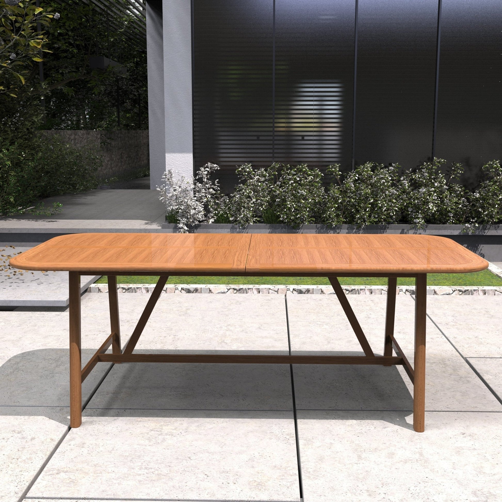 Expandable Solid Wood Dining Table – 86”–109” Rustic Outdoor Table - Direct Wicker