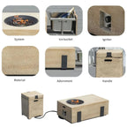 Firepit Table Set with Stainless Steel Ice Bucket & Gas Tank Side Table (PAG-2355) - Direct Wicker