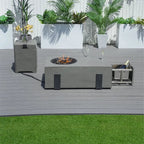 Firepit Table Set with Stainless Steel Ice Bucket & Gas Tank Side Table (PAG-2355) - Direct Wicker