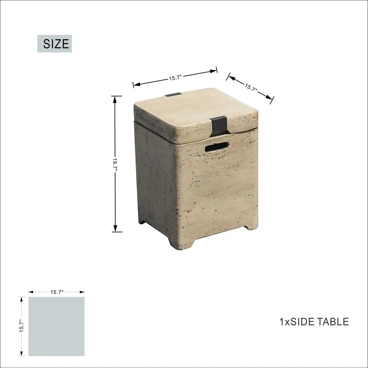 Firepit Table Set with Stainless Steel Ice Bucket & Gas Tank Side Table (PAG-2355) - Direct Wicker