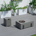 Firepit Table Set with Stainless Steel Ice Bucket & Gas Tank Side Table (PAG-2355) - Direct Wicker