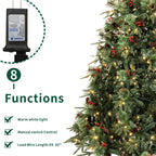 Full Pre-Lit Artificial Christmas Tree with Red Berries, Pine Cones, Warm White LED Lights & Dense PVC Branches – 6.5 FT, 7.5 FT & 8.5 FT (PAT-012L) - Direct Wicker