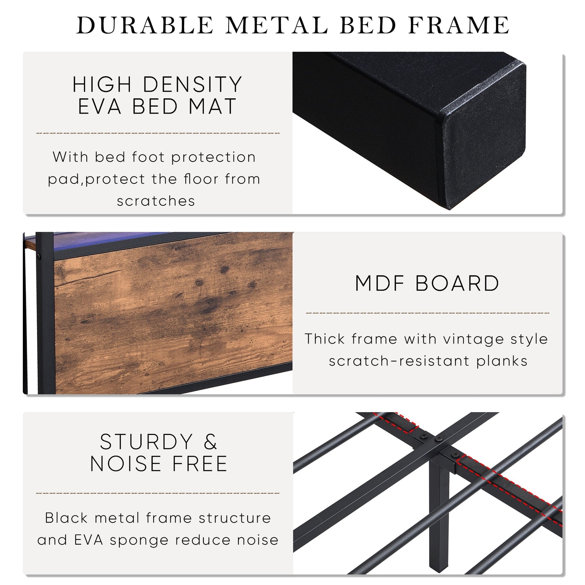 Full Size Bed Frame with Storage Headboard and 2 Drawers, LED Lights Bed (W1916126252) - Direct Wicker