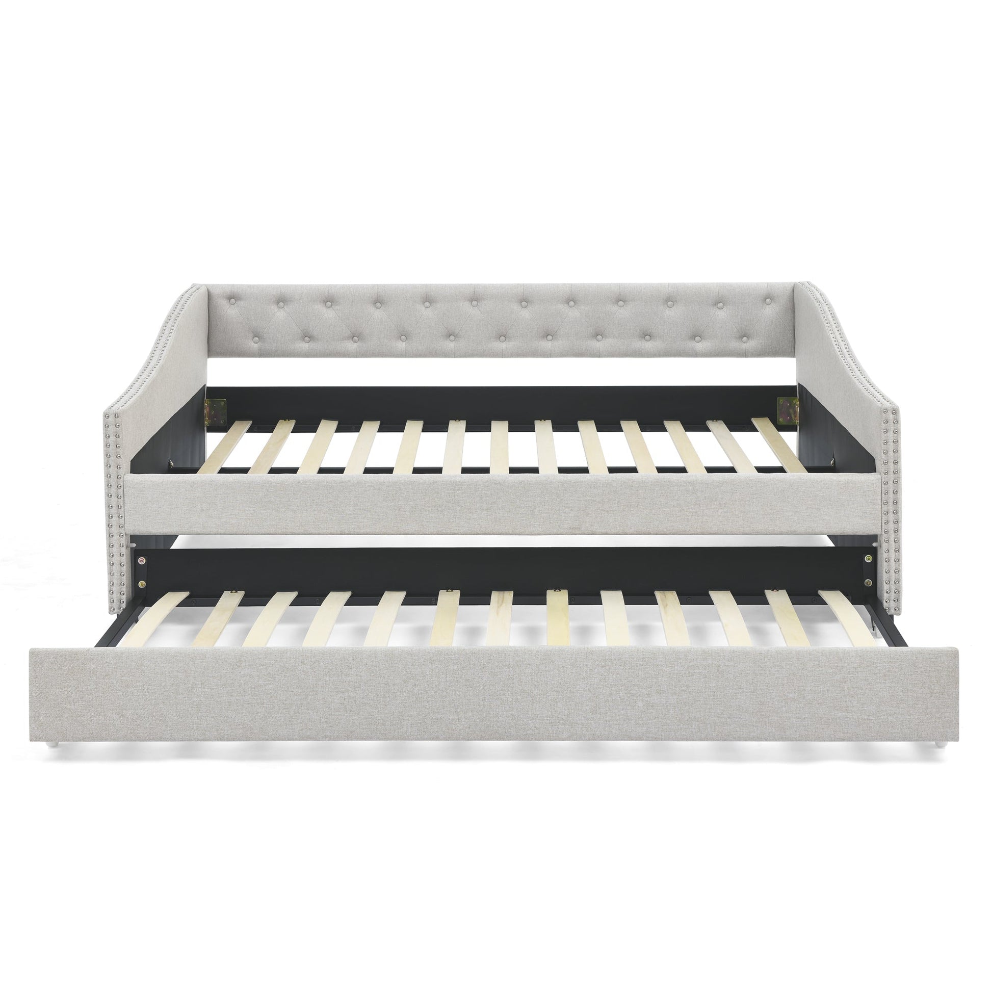 Full Size Daybed with Twin Size Trundle Upholstered Tufted Sofa Bed - Direct Wicker
