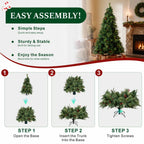 Full Unlit Artificial Christmas Tree with Red Berries, Pine Cones & Dense PVC Branches – 6.5 FT, 7.5 FT & 8.5 FT (PAT-012) - Direct Wicker