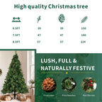 Full Unlit Artificial Christmas Tree with Red Berries, Pine Cones & Dense PVC Branches – 6.5 FT, 7.5 FT & 8.5 FT (PAT-012) - Direct Wicker