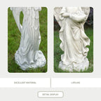 Graceful Angel Holding Flower Bowl Magnesium Oxide Garden Sculpture (GS-24942A-CL-WLX) - Direct Wicker