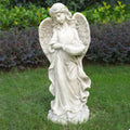 Graceful Angel Holding Flower Bowl Magnesium Oxide Garden Sculpture (GS-24942A-CL-WLX) - Direct Wicker