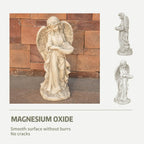 Graceful Angel Holding Flower Bowl Magnesium Oxide Garden Sculpture (GS-24942A-CL-WLX) - Direct Wicker