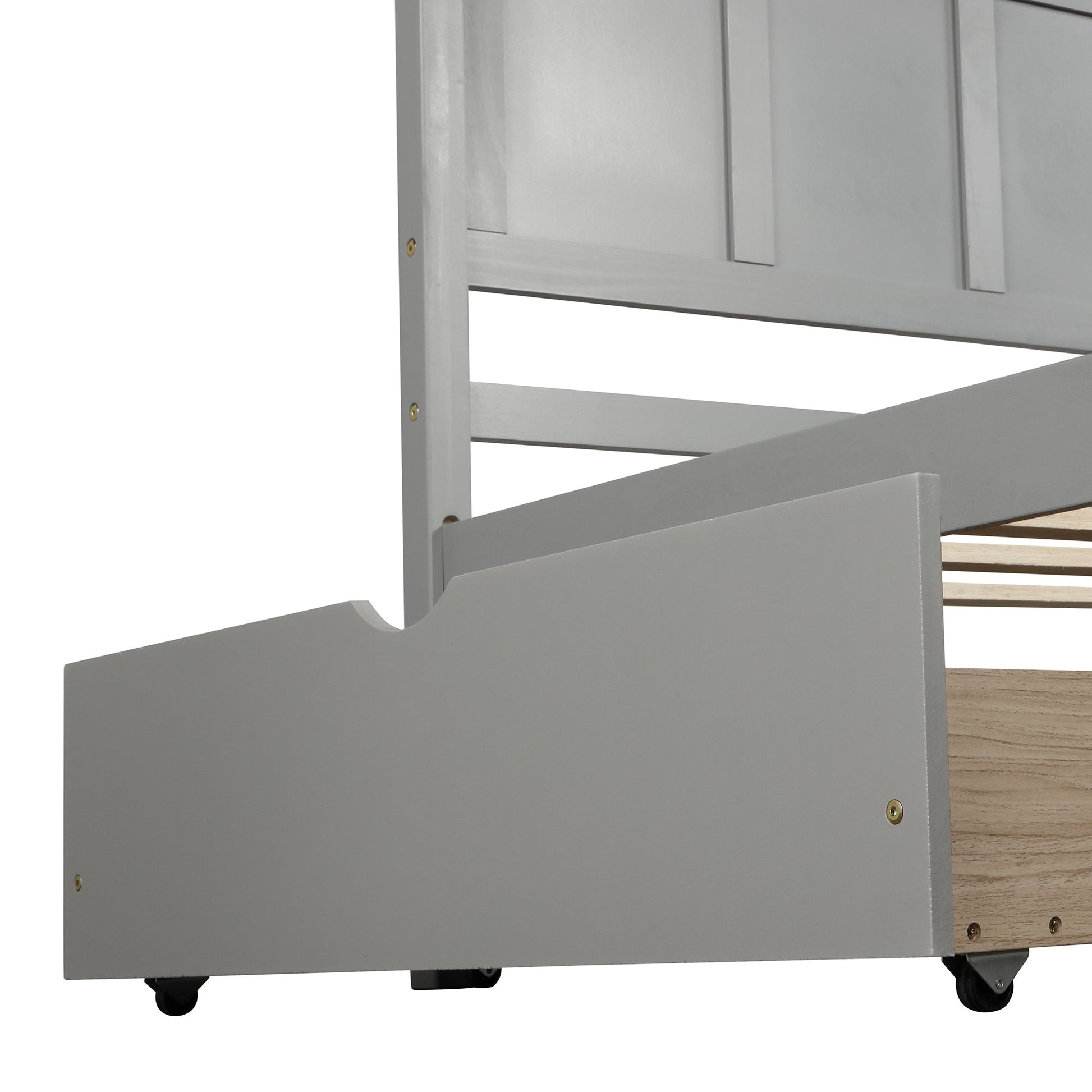 Gray Platform Storage Bed with 2 Wheels - Drawers, Twin Size Frame (WF194472AAE) - Direct Wicker
