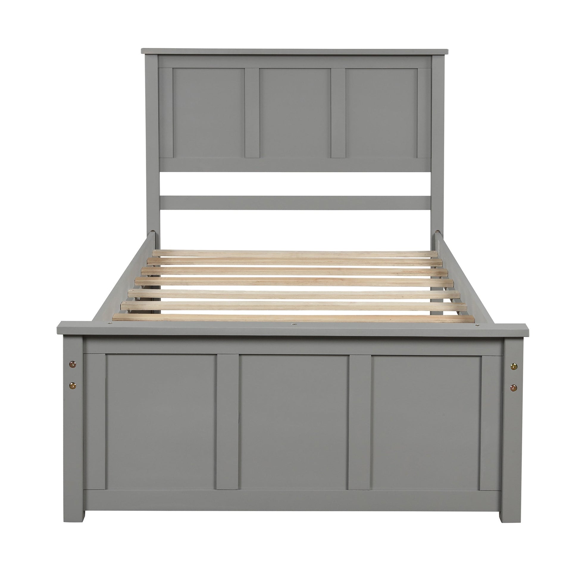 Gray Platform Storage Bed with 2 Wheels - Drawers, Twin Size Frame (WF194472AAE) - Direct Wicker