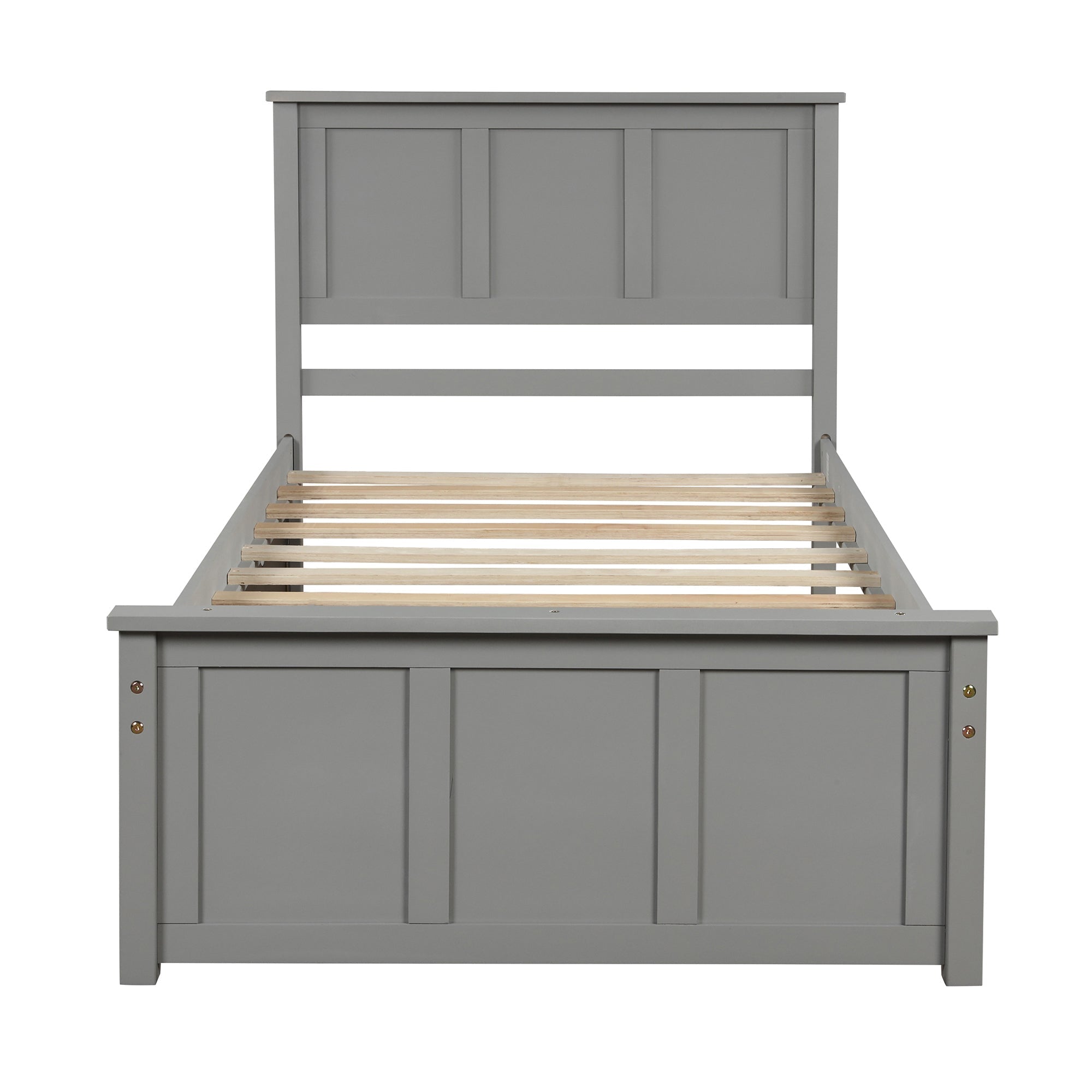 Gray Platform Storage Bed with 2 Wheels - Drawers, Twin Size Frame (WF194472AAE) - Direct Wicker
