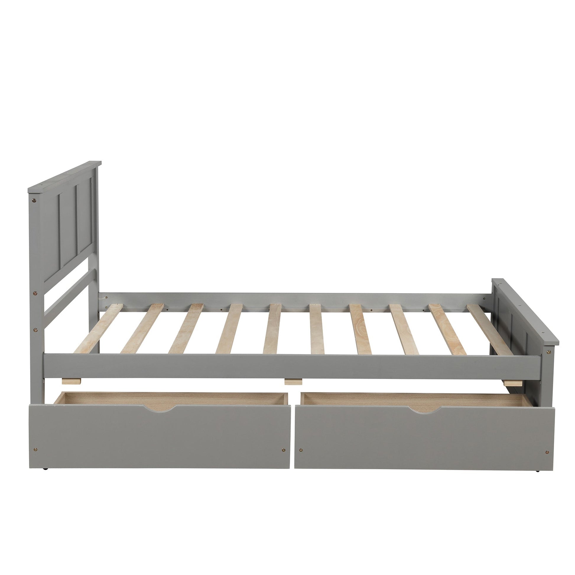 Gray Platform Storage Bed with 2 Wheels - Drawers, Twin Size Frame (WF194472AAE) - Direct Wicker