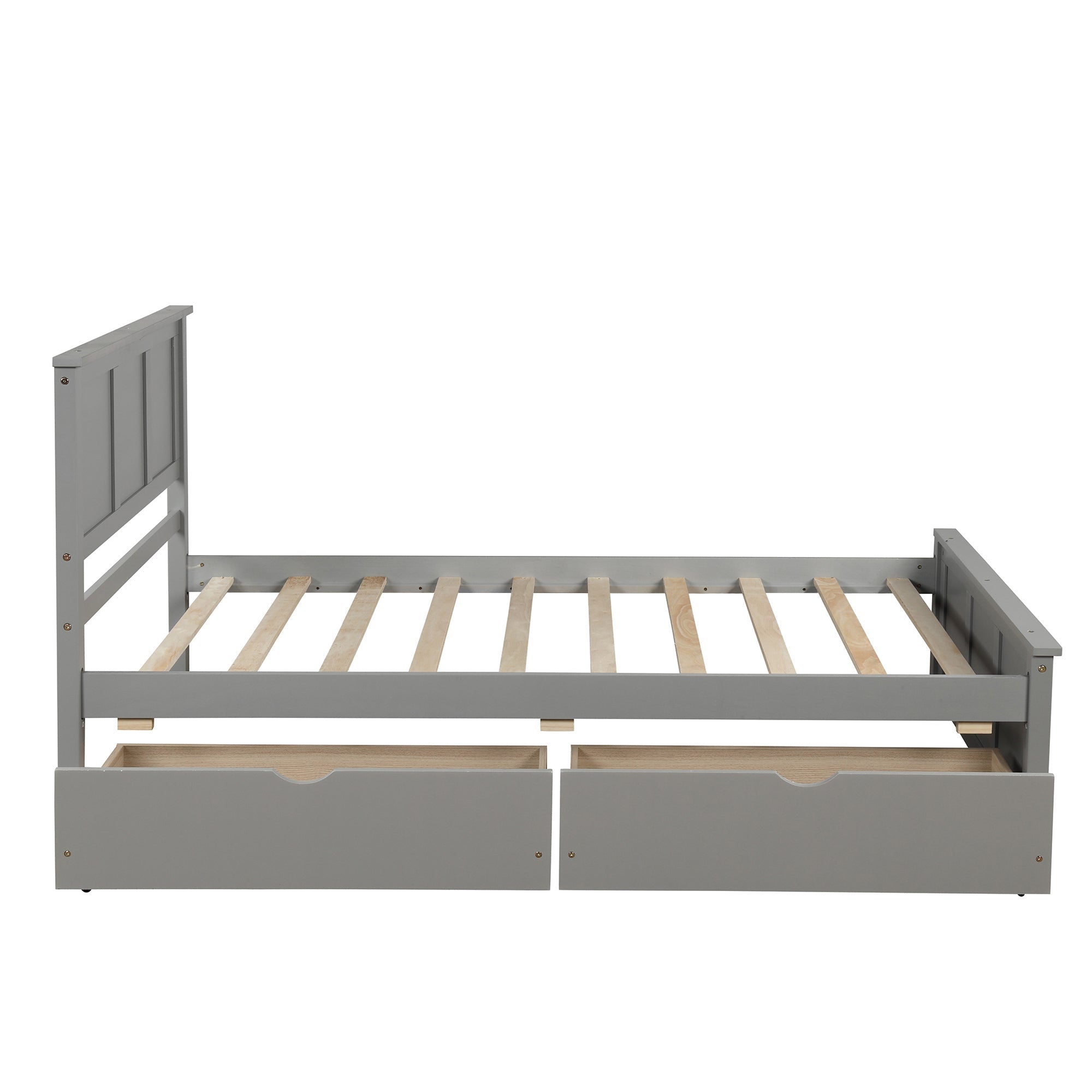Gray Platform Storage Bed with 2 Wheels - Drawers, Twin Size Frame (WF194472AAE) - Direct Wicker